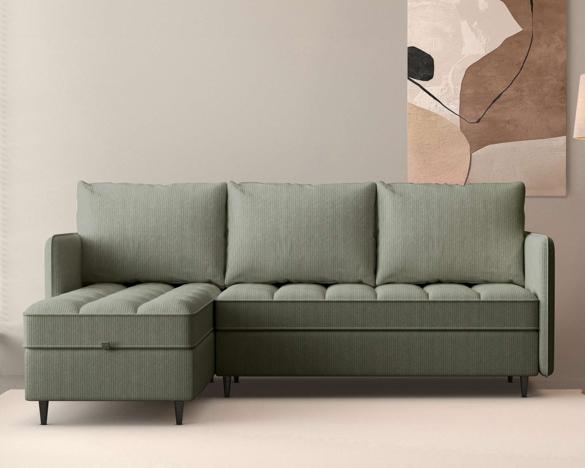 Dorel Home Ecksofa »LINDHUS, Cord, L-Form, Breite 194cm, verschiedene Stellvarianten« Recamiere, Stauraum, Modulsofa