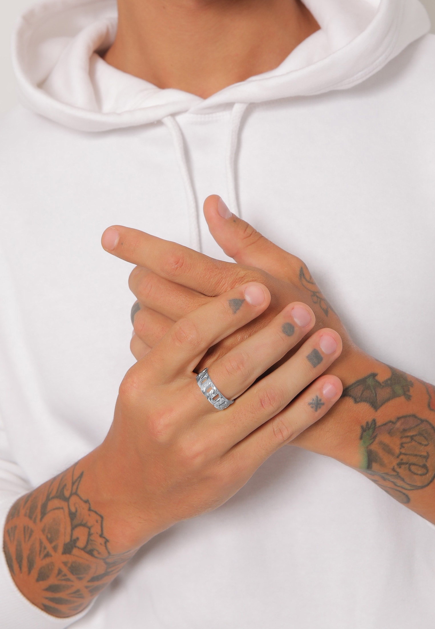 Kuzzoi Fingerring »Ring Herren Chunky Chain Look Kette Glieder 925 Silber«