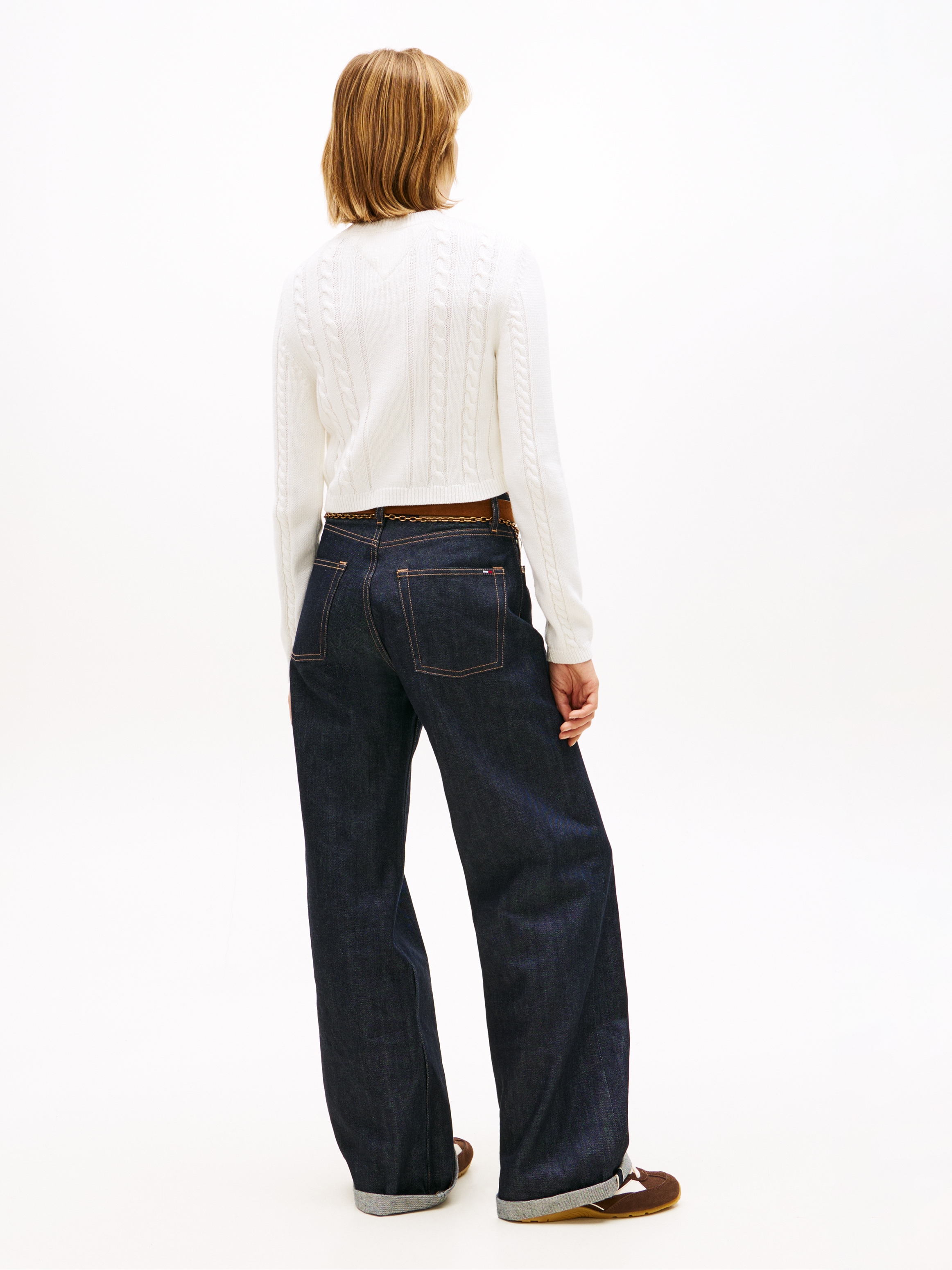 Tommy Jeans Strickpullover »TJW CABLE SCRIPT SWEATER« mit Zopfmuster