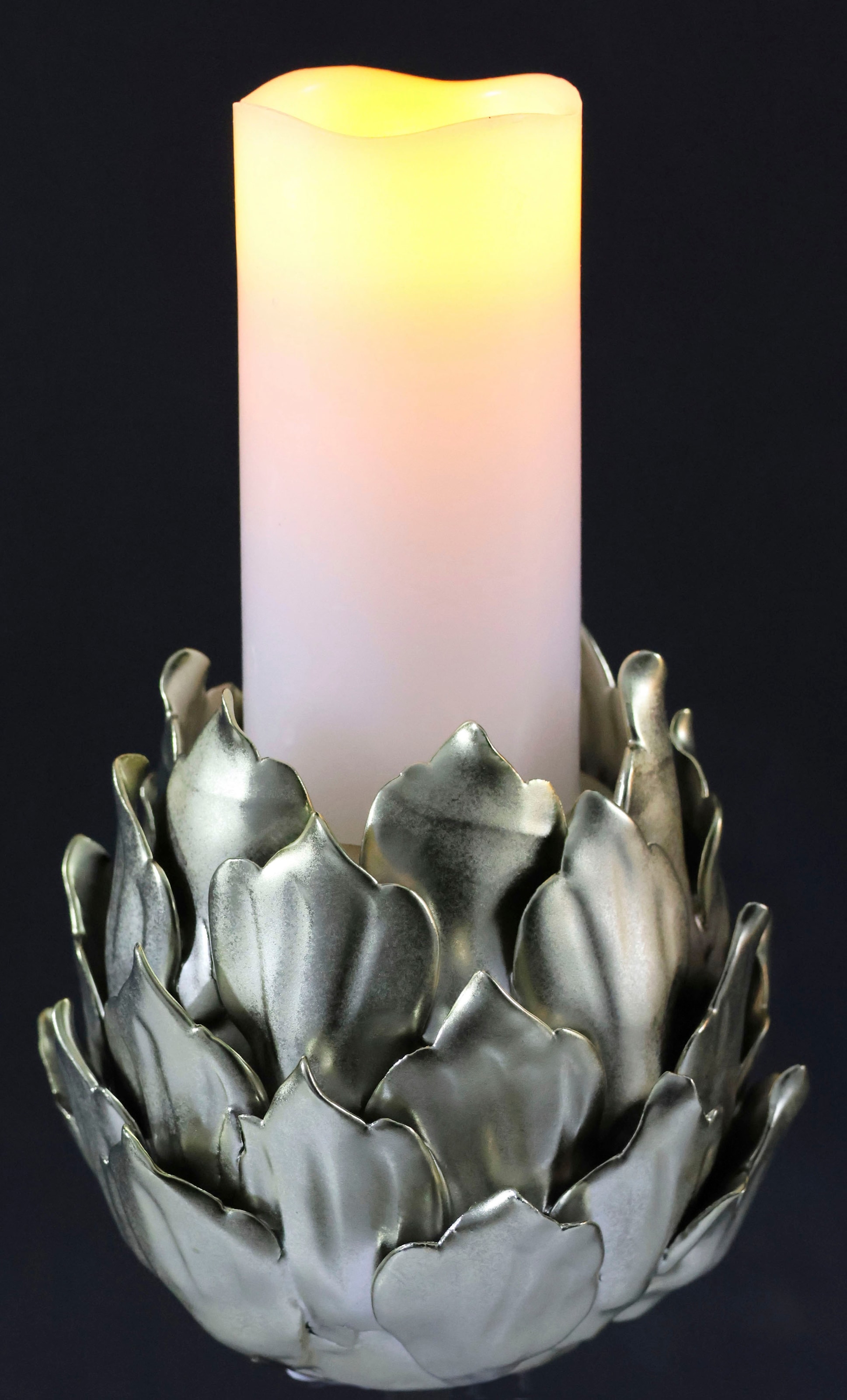 I.GE.A. Kerzenhalter »Artischocke, Stumpenkerzenhalter aus Keramik, Höhe ca. 13 cm«, (1 St.), passend für eine Stumpenkerze mit Ø 7 cm