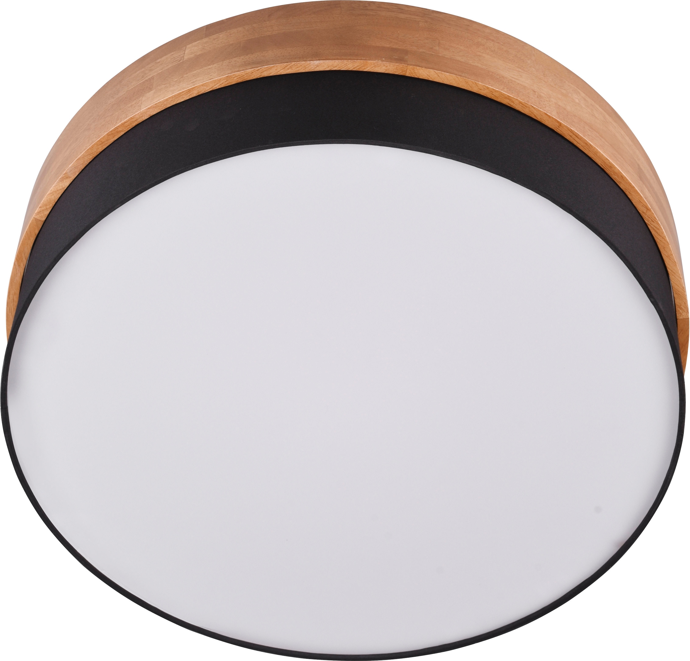 TRIO Leuchten Deckenleuchte »Seasons«, 3 flammig, Leuchtmittel E27 | ohne Leuchtmittel, Deckenlampe Holz mit Stoffschirm Ø50cm exkl 3xE27 max 40W