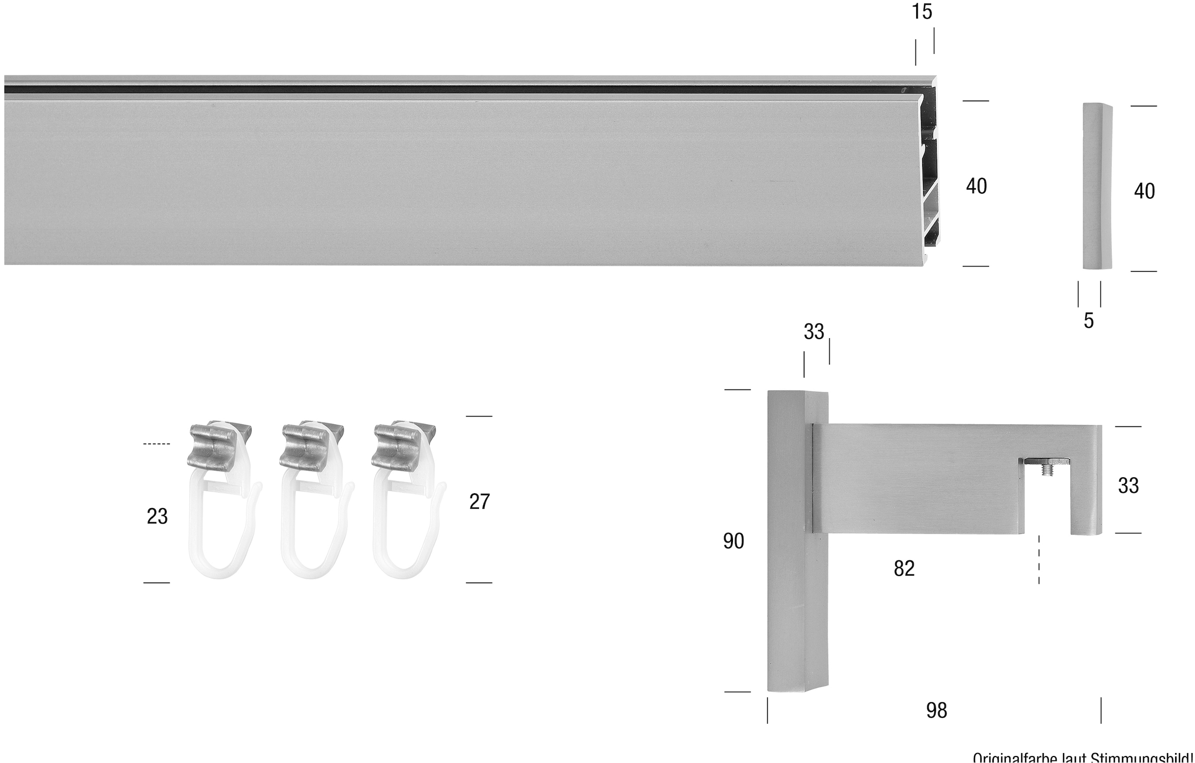 GARESA Innenlaufschiene »FLAT«, 1 läufig-läufig, Wunschmaßlänge, Rechteckprofil, Wandmontage, perfekter Lauf, modern, verlängerbar