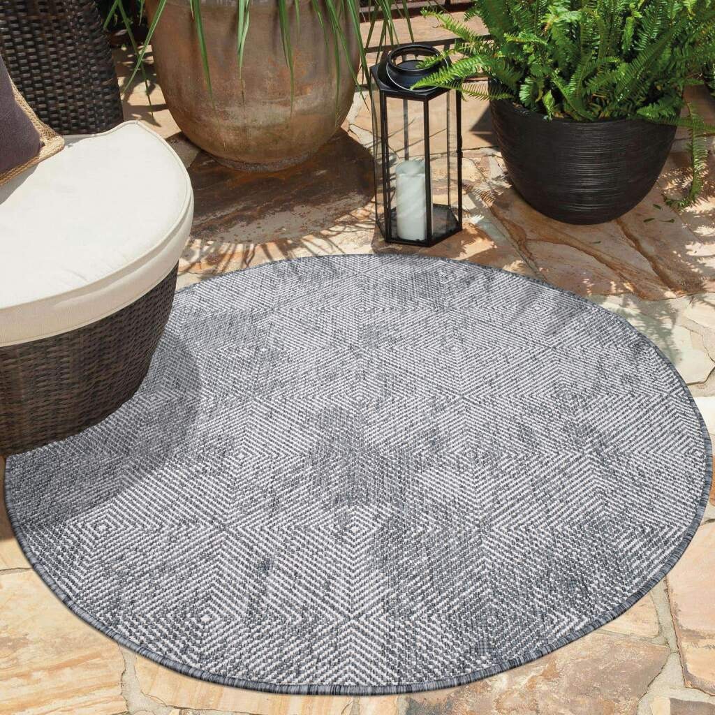 Carpet City Outdoorteppich »DUO RUG 5845«, rund, 5 mm Höhe, Wendeteppich Wetterfest In- & Outdoor, Balkon, Terrasse, Wohnzimmer