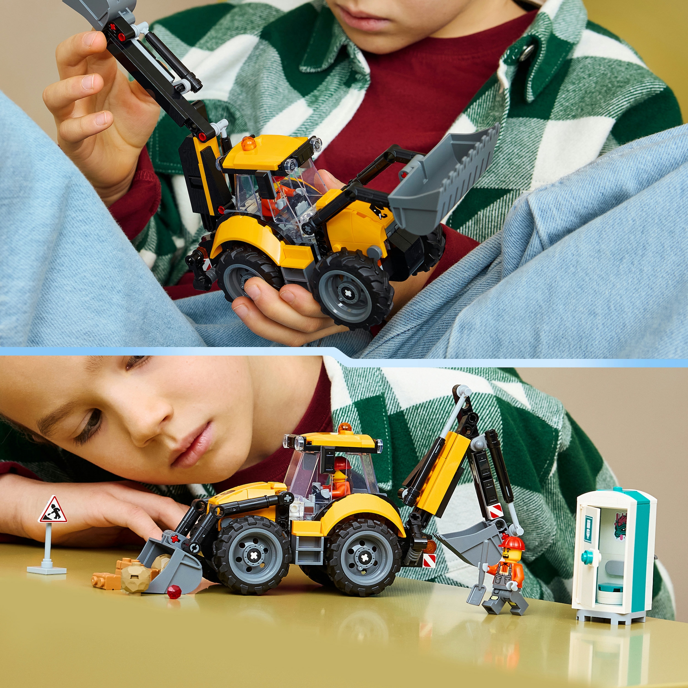 LEGO® Konstruktionsspielsteine »Gelber Baggerlader (60480), LEGO City« Made in Europe