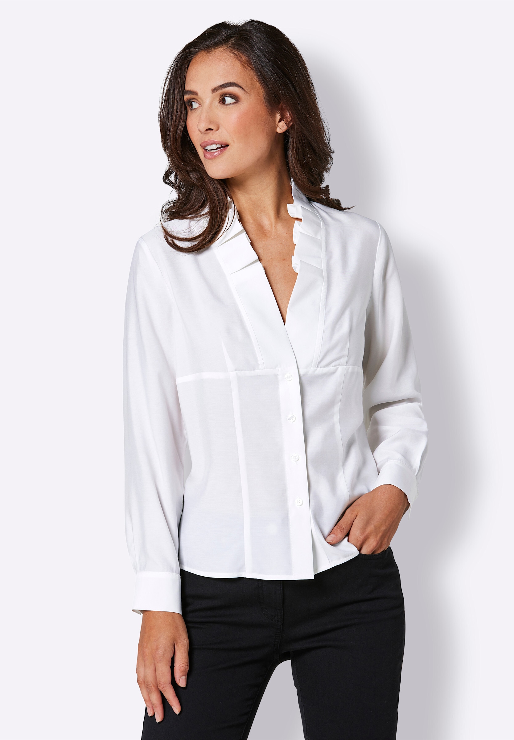 creation L Klassische Bluse »Viskose-Seiden-Bluse Langarm-Bluse mit Taillierung«
