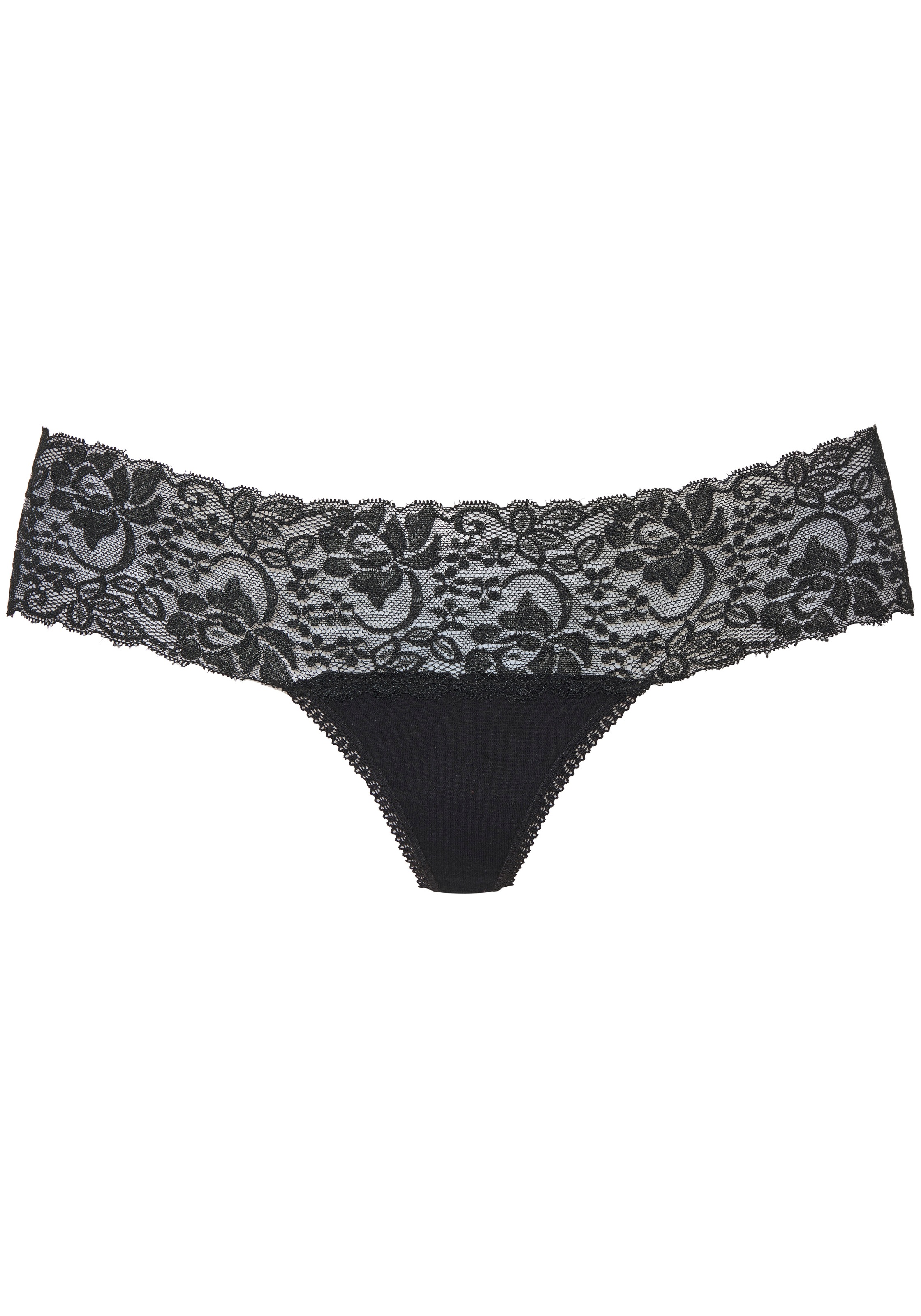 Vivance String 3er-Pack,  aus elastischer Baumwolle mit floraler Spitze