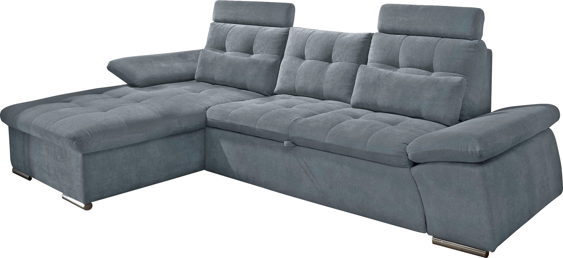 ED EXCITING DESIGN Ecksofa »Nalo L-Form«, mit Bettfunktion, Armteilverstellung, Kopfstützen & 2 Nierenkissen