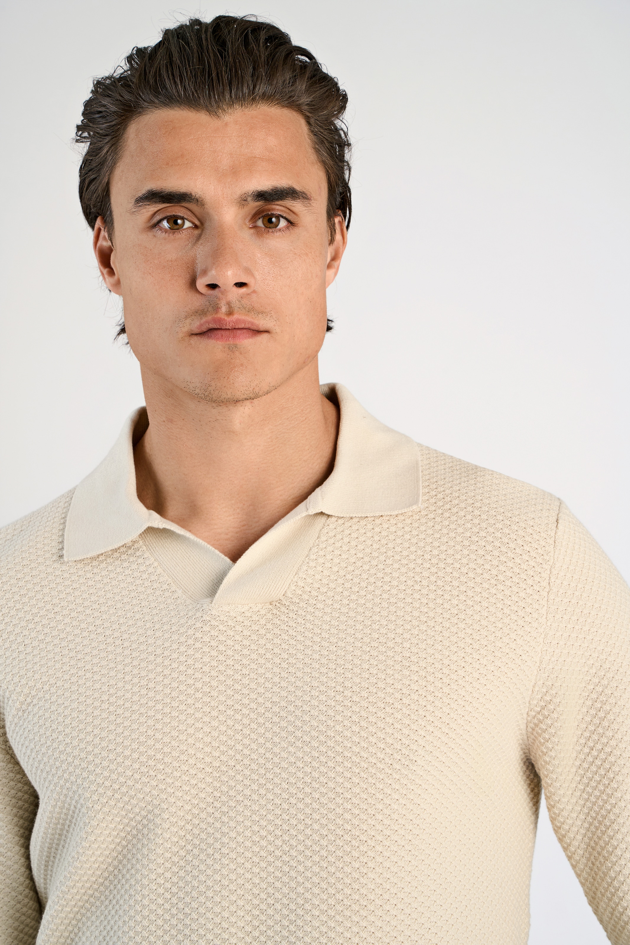 LINDBERGH Strickpullover mit Hemdkragen und leichter Struktur