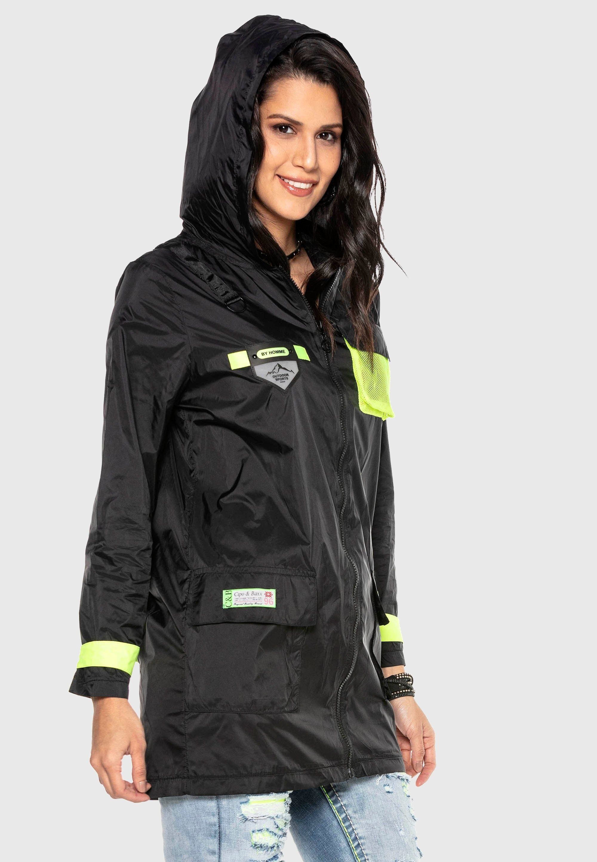 Cipo & Baxx Regenjacke »Cipo & Baxx Mäntel« mit Kapuze im modernen Look