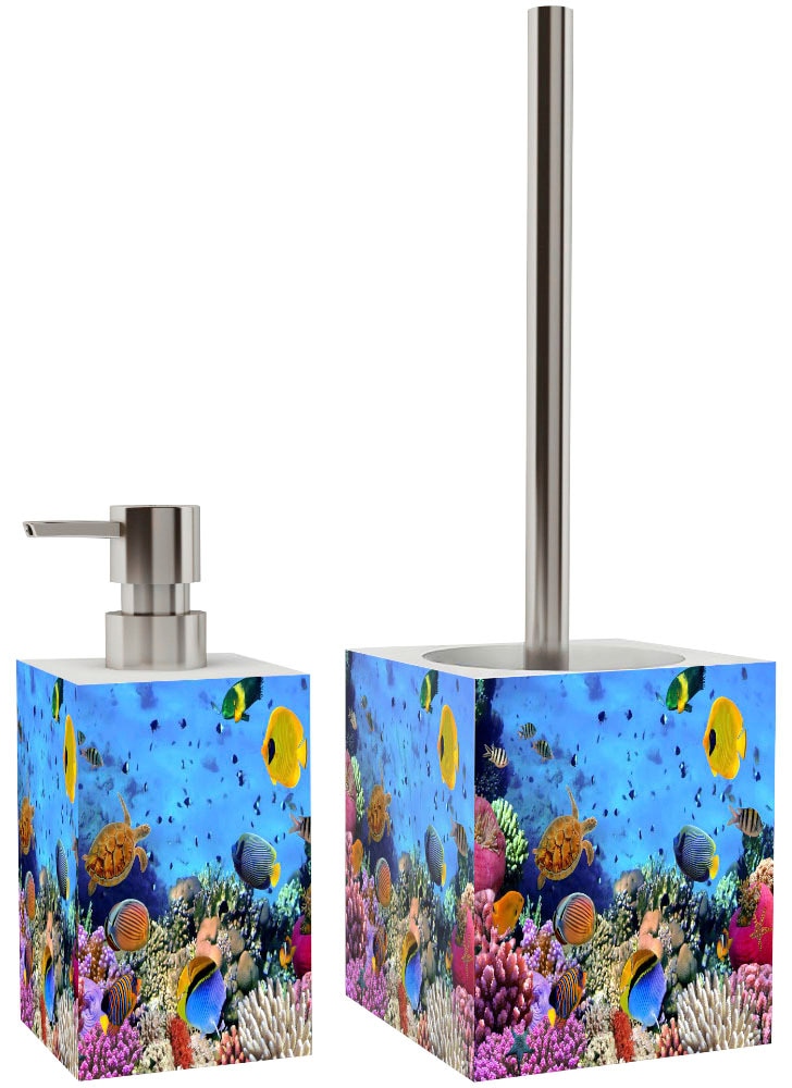 Sanilo Badaccessoire-Set »Ocean« bestehend aus WC-Sitz, Badteppich, Stöpsel, Seifenspender, WC-Bürste