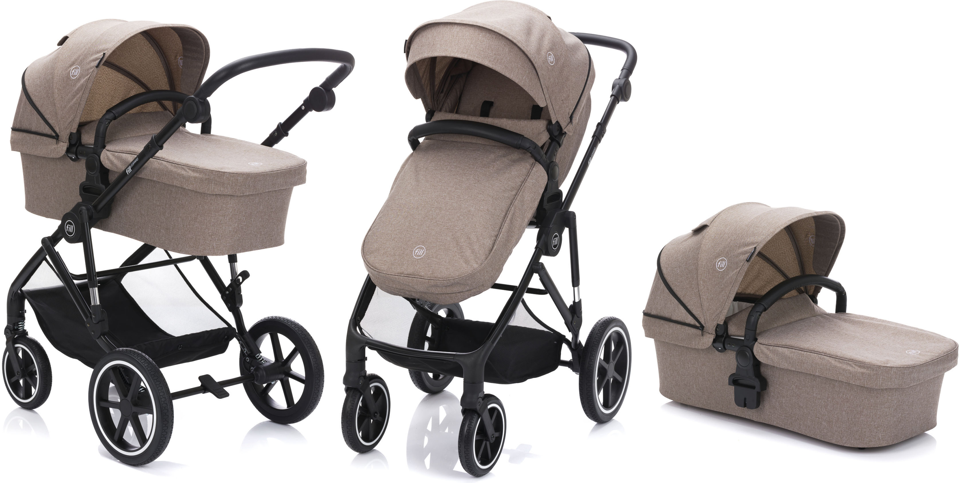Fillikid Kombi-Kinderwagen »Kinderwagenset Fill Leopard Air, sand melange« 22 kg in beige