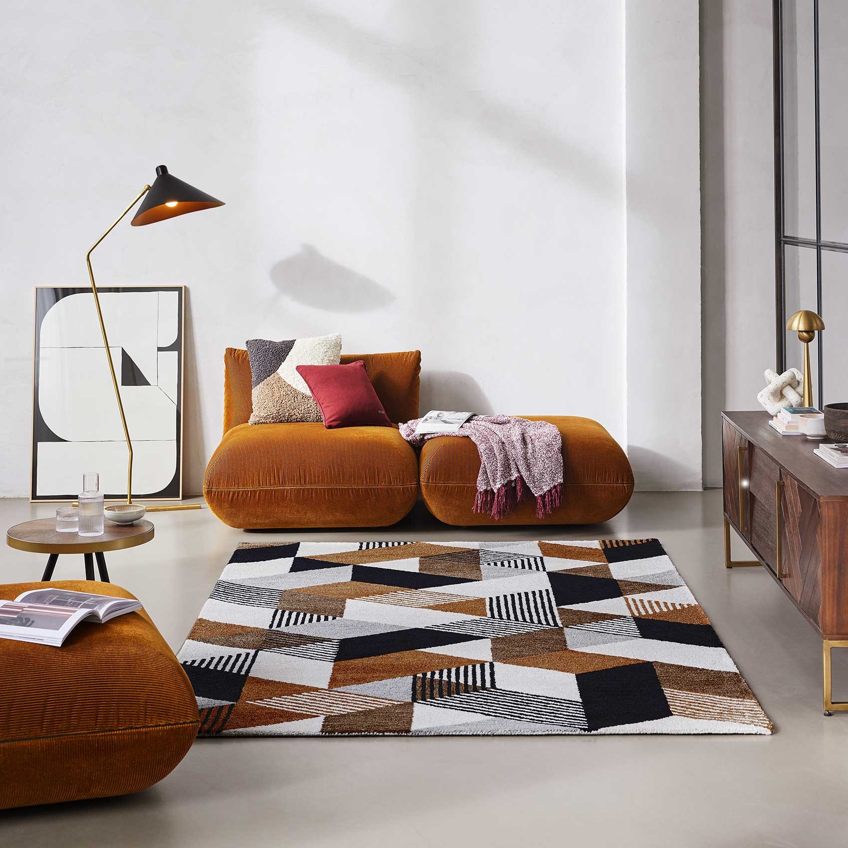 Esprit Teppich »Uptown«, rechteckig, bunt, handgetuftet, grafischer Retro Look für Wohnzimmer, Schlafzimmer