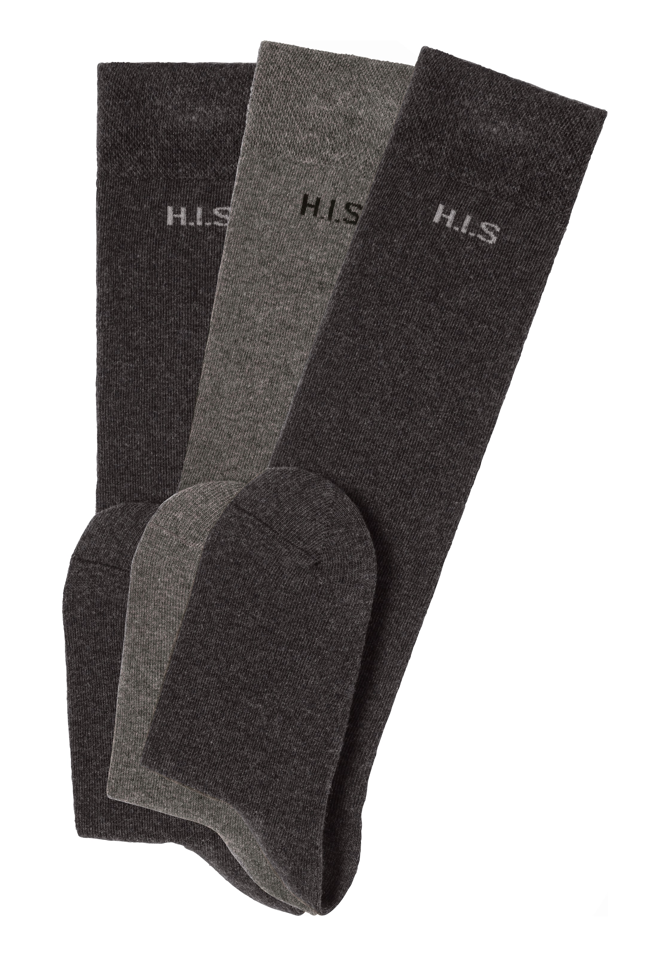 H.I.S Kniestrümpfe, (Packung, 3 Paar), ohne einschneidendes Bündchen
