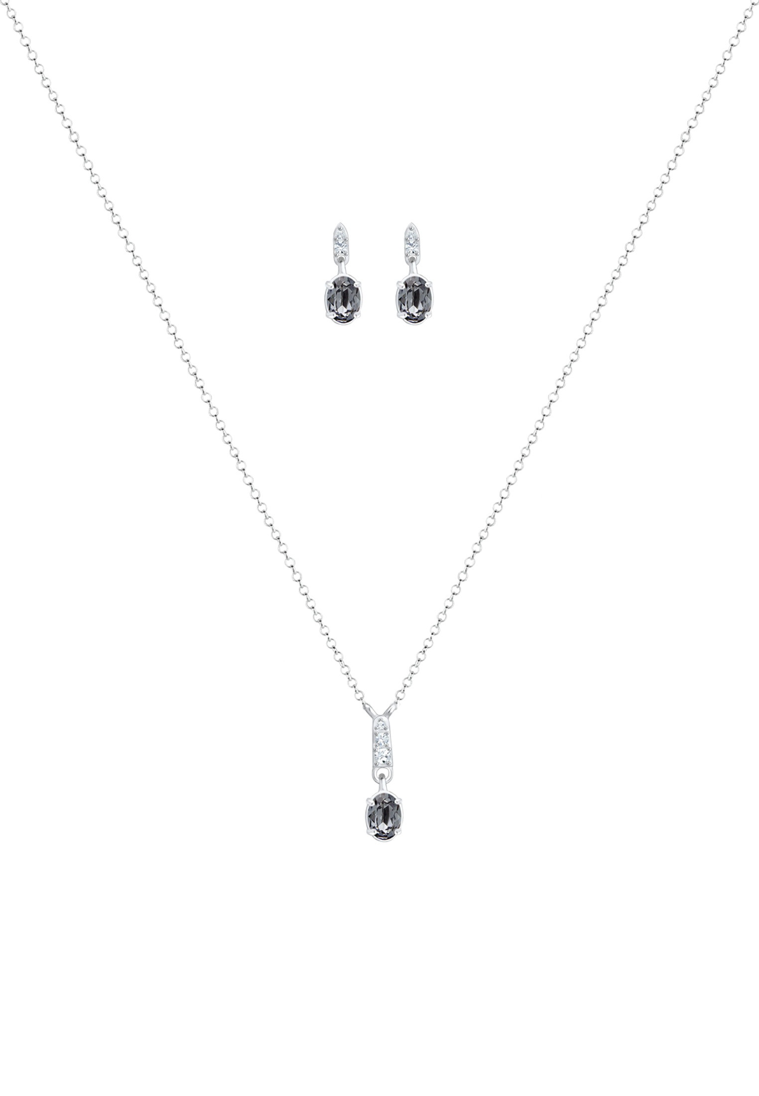 Elli Ohrring und Ketten Set »Schmuckset Grau 925 Sterling Silber, mit Kristallen von Swarovski®«