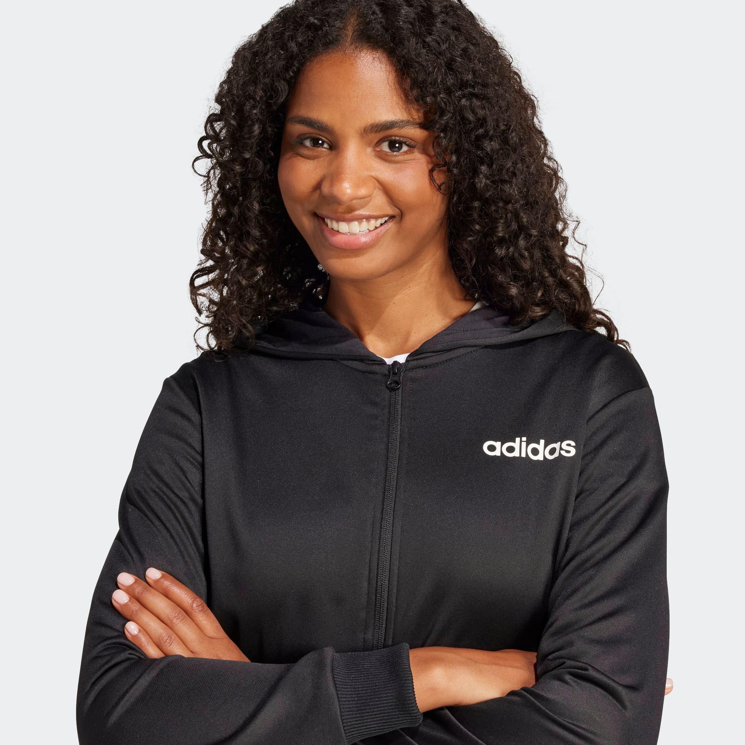 adidas Sportswear Trainingsanzug »W LINEAR TS«, (2 tlg.), Trainingsjacke mit Kapuze, Tracksuit