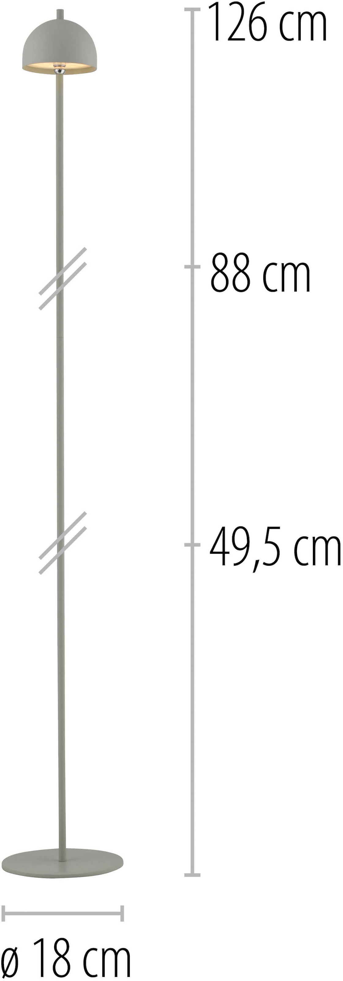 SCHÖNER WOHNEN-Kollektion LED Stehlampe »BELLIS« LED-Board 1 Stk. Warmweiß SCHÖNER WOHNEN Kollektion, Touchdimmer, Memoryfunktion, IP54, Akku