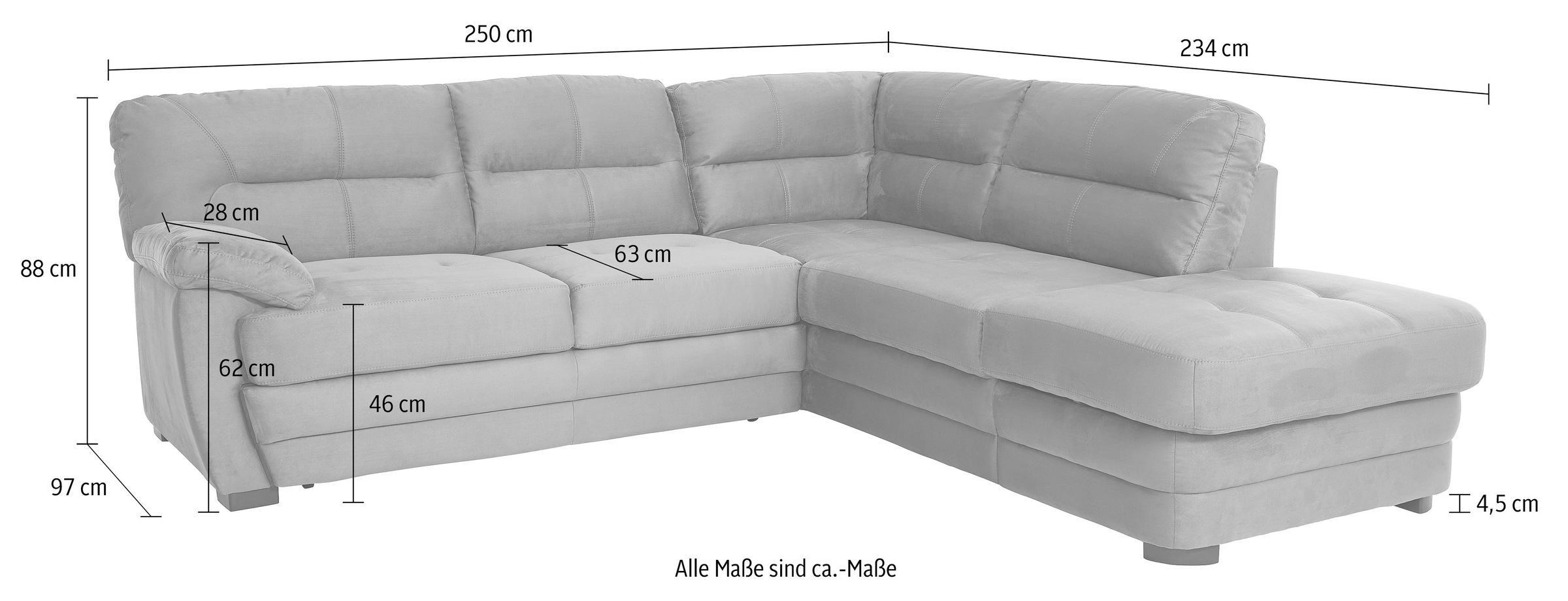 COTTA Ecksofa »Royale L-Form« wahlweise mit Bettfunktion