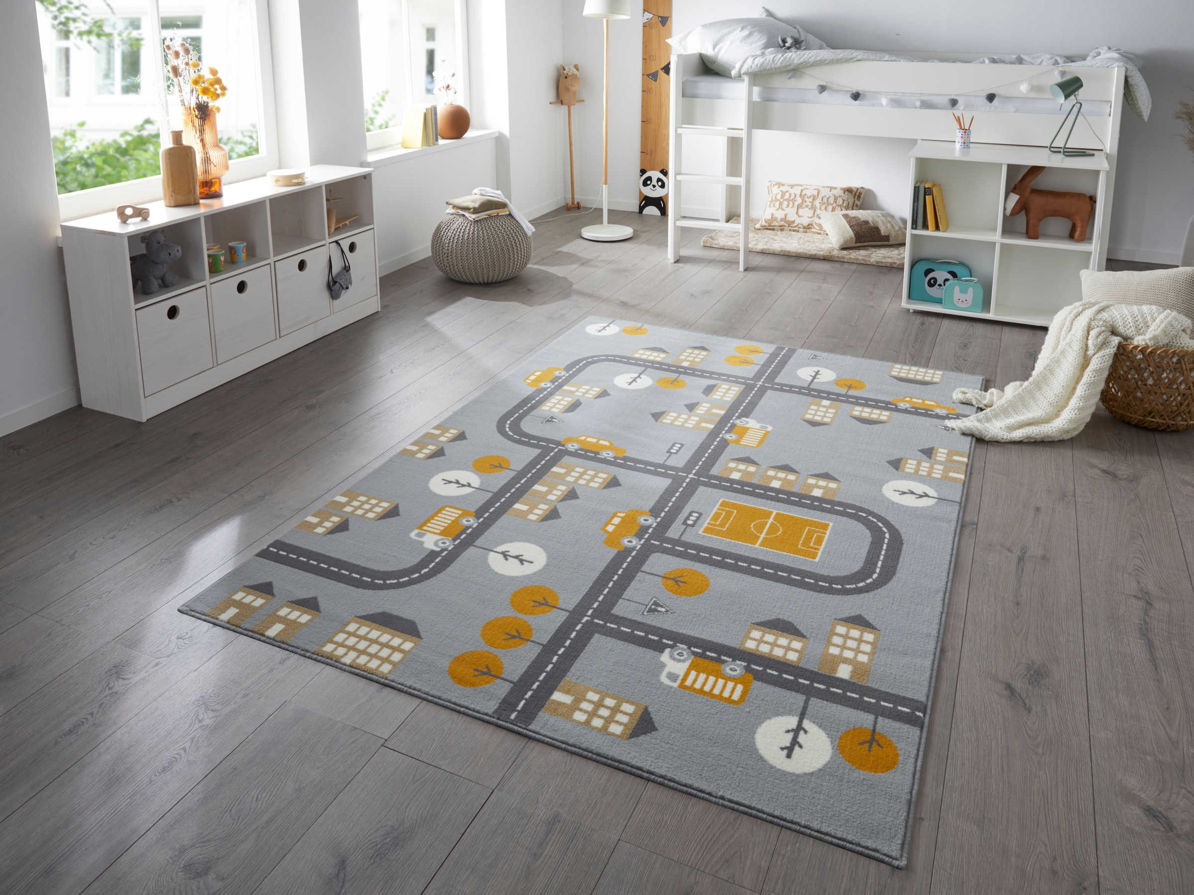 HANSE Home Kinderteppich »Town«, rechteckig, 0,9 mm Höhe, Kurzflor, Kinderteppich, Spielteppich, Straßen Design, Kinderzimmer