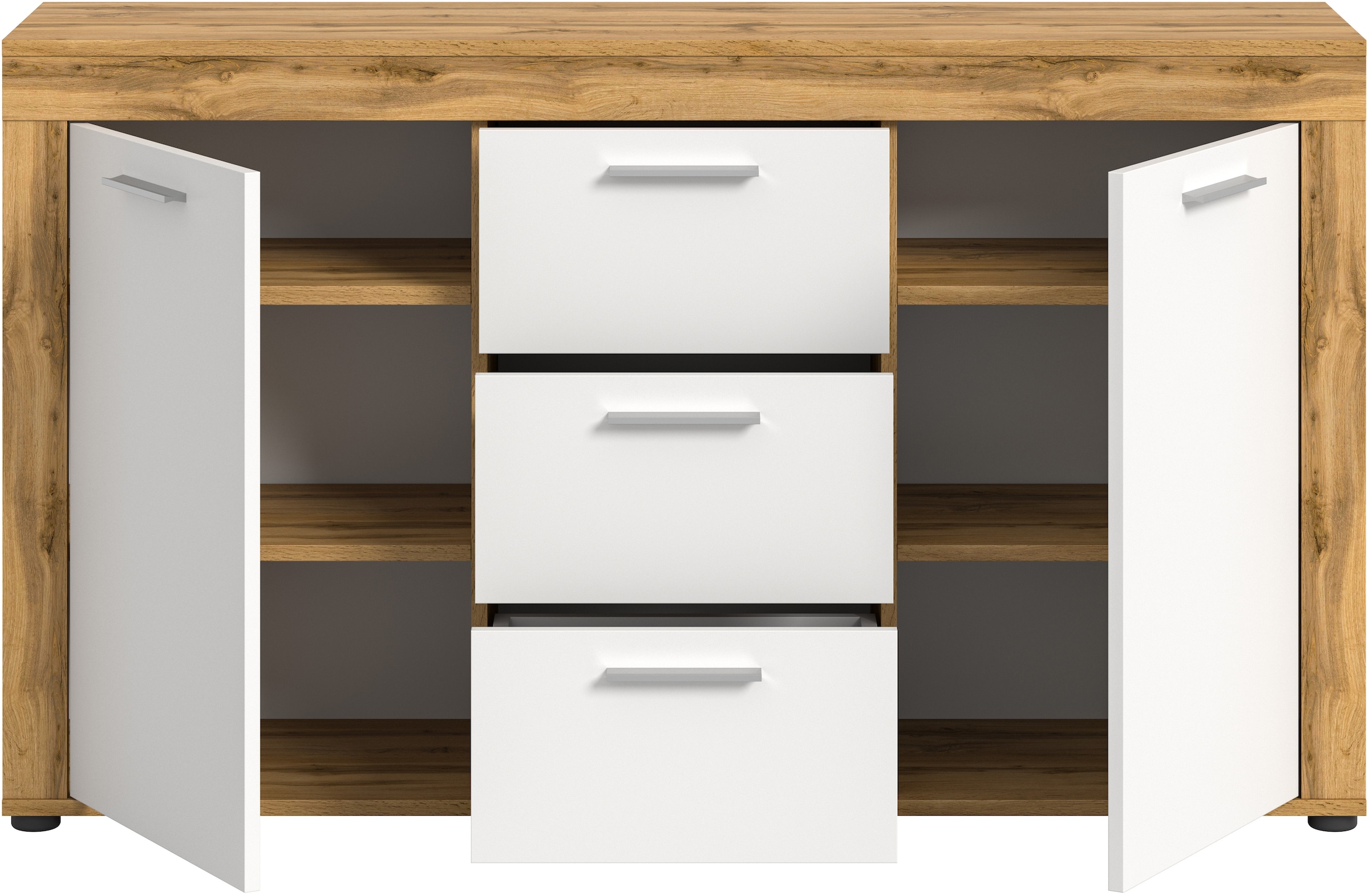 INOSIGN Sideboard »Aosta, Breite 125 cm, in verschiedenen Farbausführungen«, mit 2 Türen und 3 Schubkästen, Wohnzimmer, Kommode, Schrank