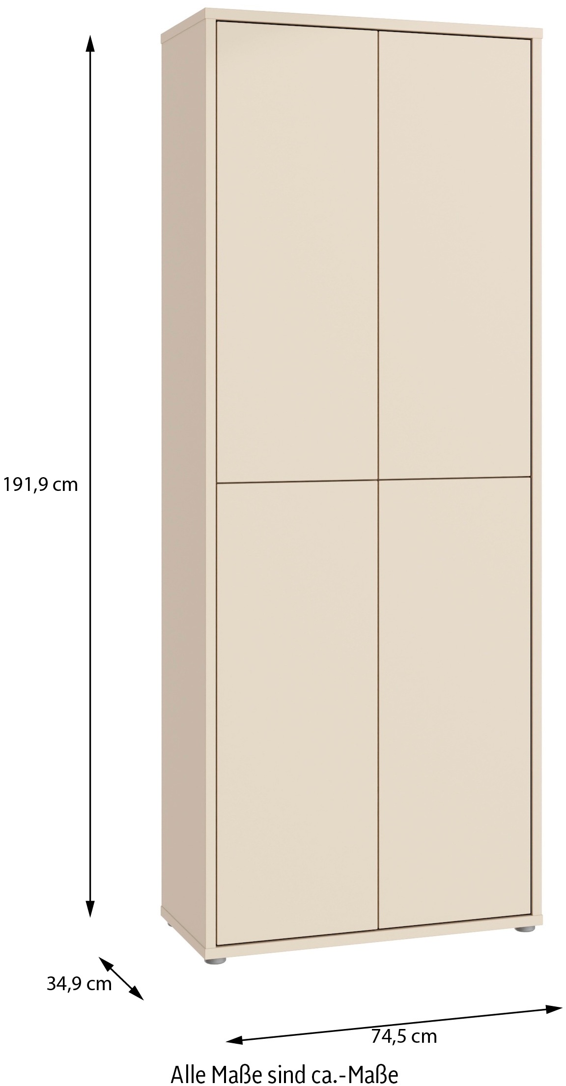 FORTE Schuhschrank »Alice Springs«, (B/H/T 74,5/191,9/34,9 cm), Stauraumschrank, Mehrzweckschrank, Breite 74,5 cm, mit 8 Böden