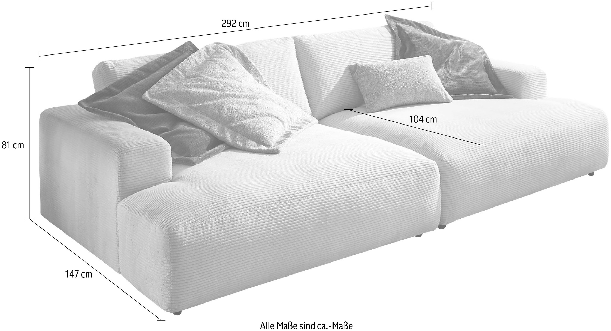 Musterring Loungesofa »Lucia«, Cord-Bezug, Breite 292 cm