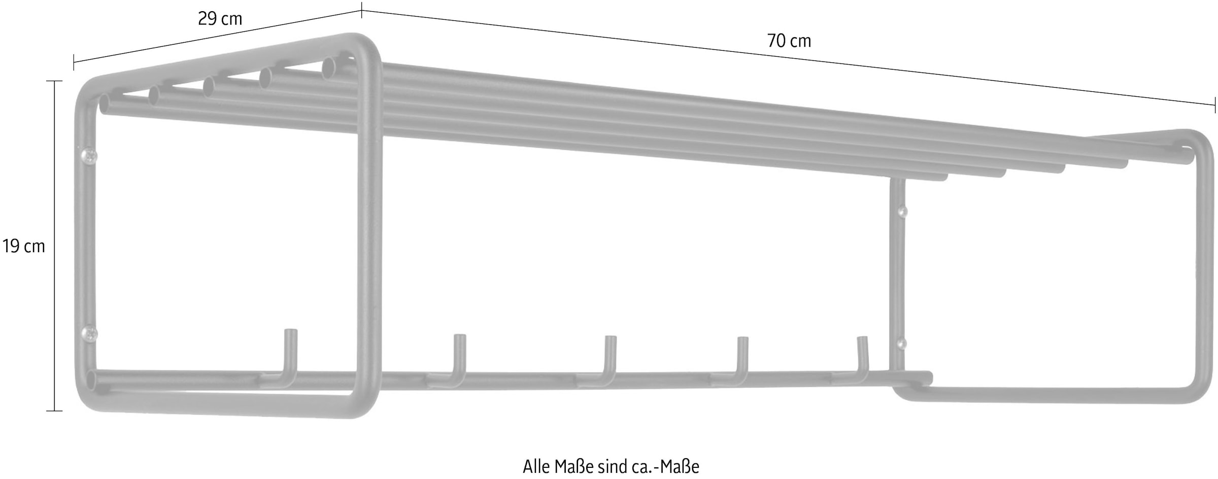 Spinder Design Garderobenleiste »CLINT 2«, (1 St.), Wandgarderobe aus Stahl im Skandinavischen Stil