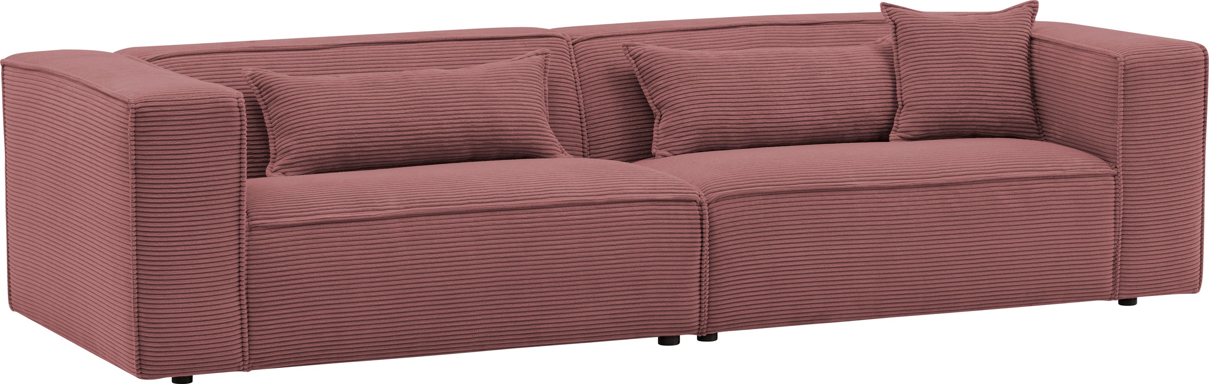 LeGer Home by Lena Gercke 3-Sitzer »PIARA, Couch mit Kedernaht, Sofa in Cord oder Leinenoptik«, schwarze Füße, bequemer Sitzkomfort