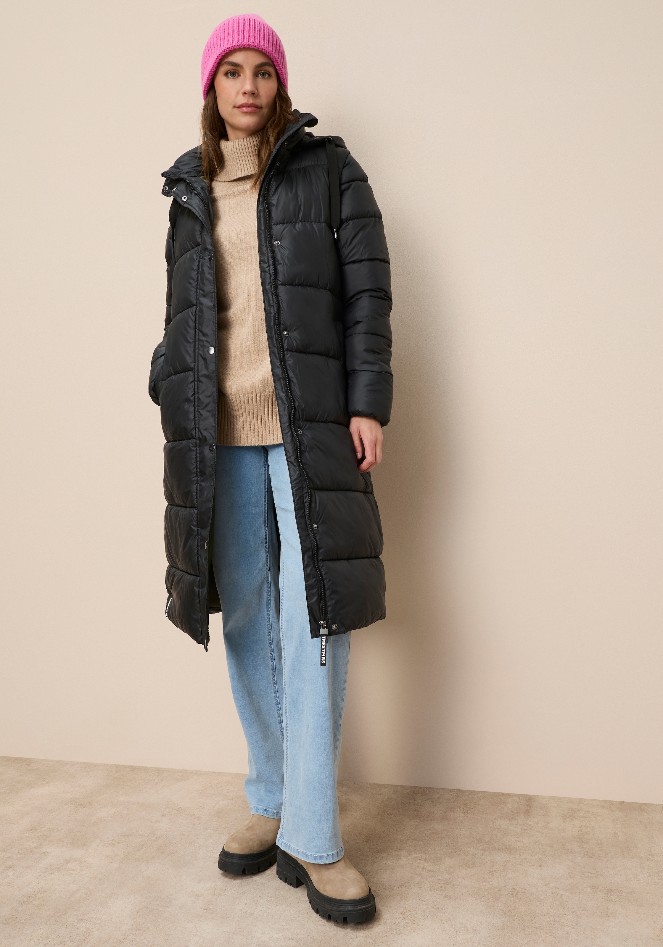 Tamaris Steppmantel mit abnehmbaren Ärmeln und Kapuze - auch tragbar als Weste