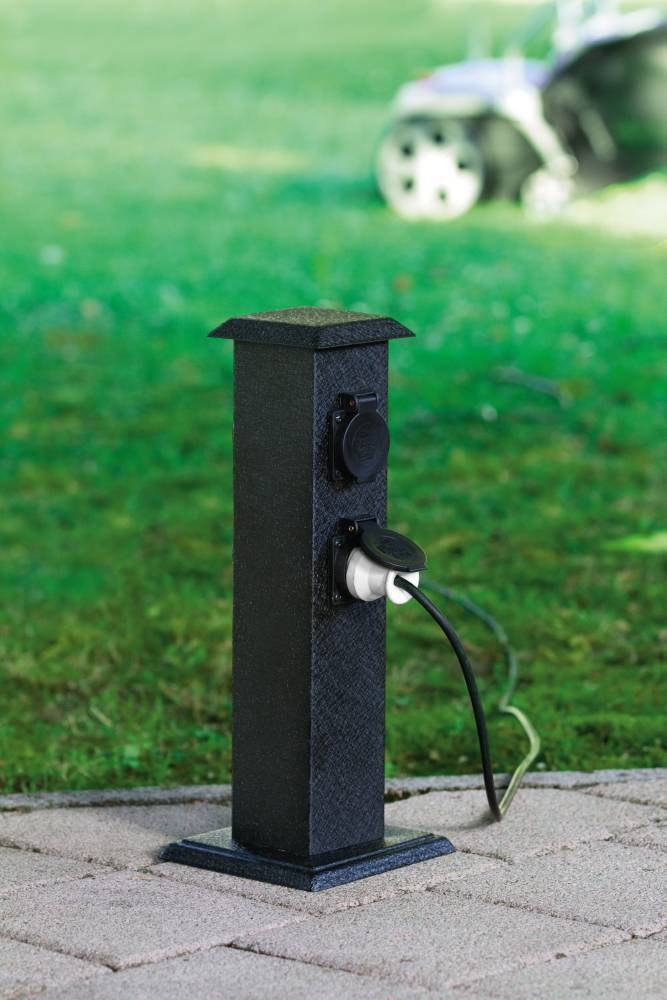EGLO Gartenleuchte »PARK4 Steckdosensäule, Gartensteckdose, 4 Steckdosen, schwarz, IP44«, 1 flammig, Garten, Terrasse, Balkon, Gartenhütte, Wege, Einfahrten, 40x11,5x16cm