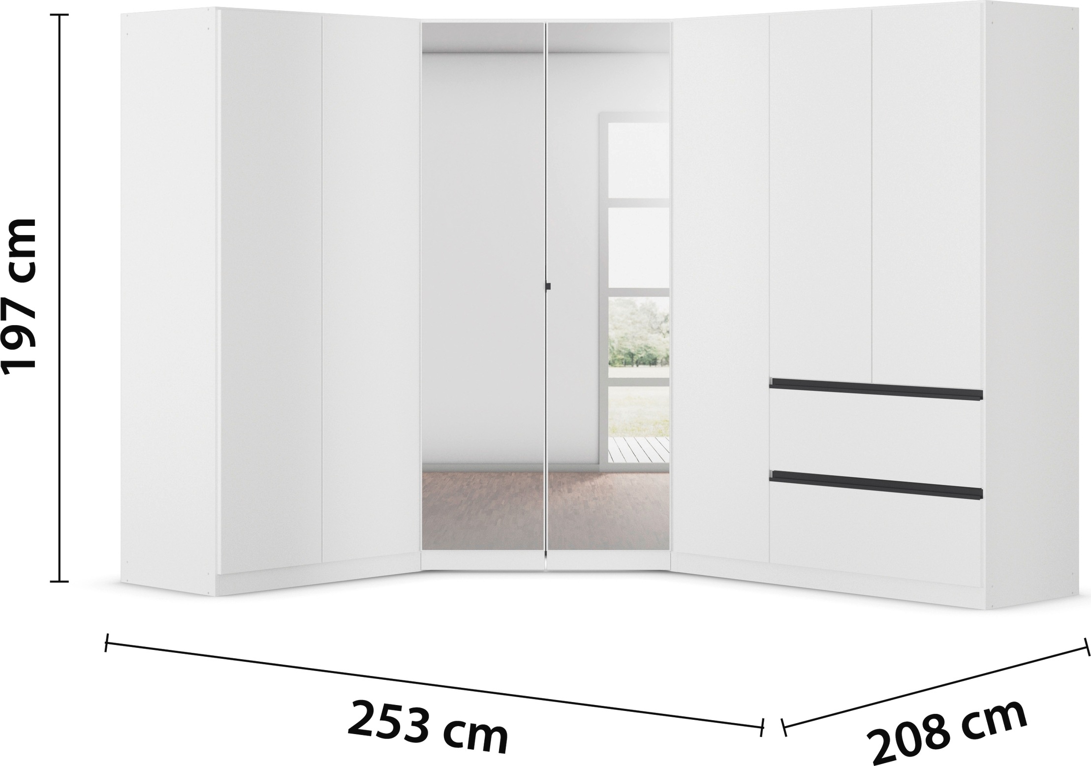 rauch Schrank-Set »Costa«, Schubkästen und Spiegeltüren, grifflose Front, Push-to-Open Funktion