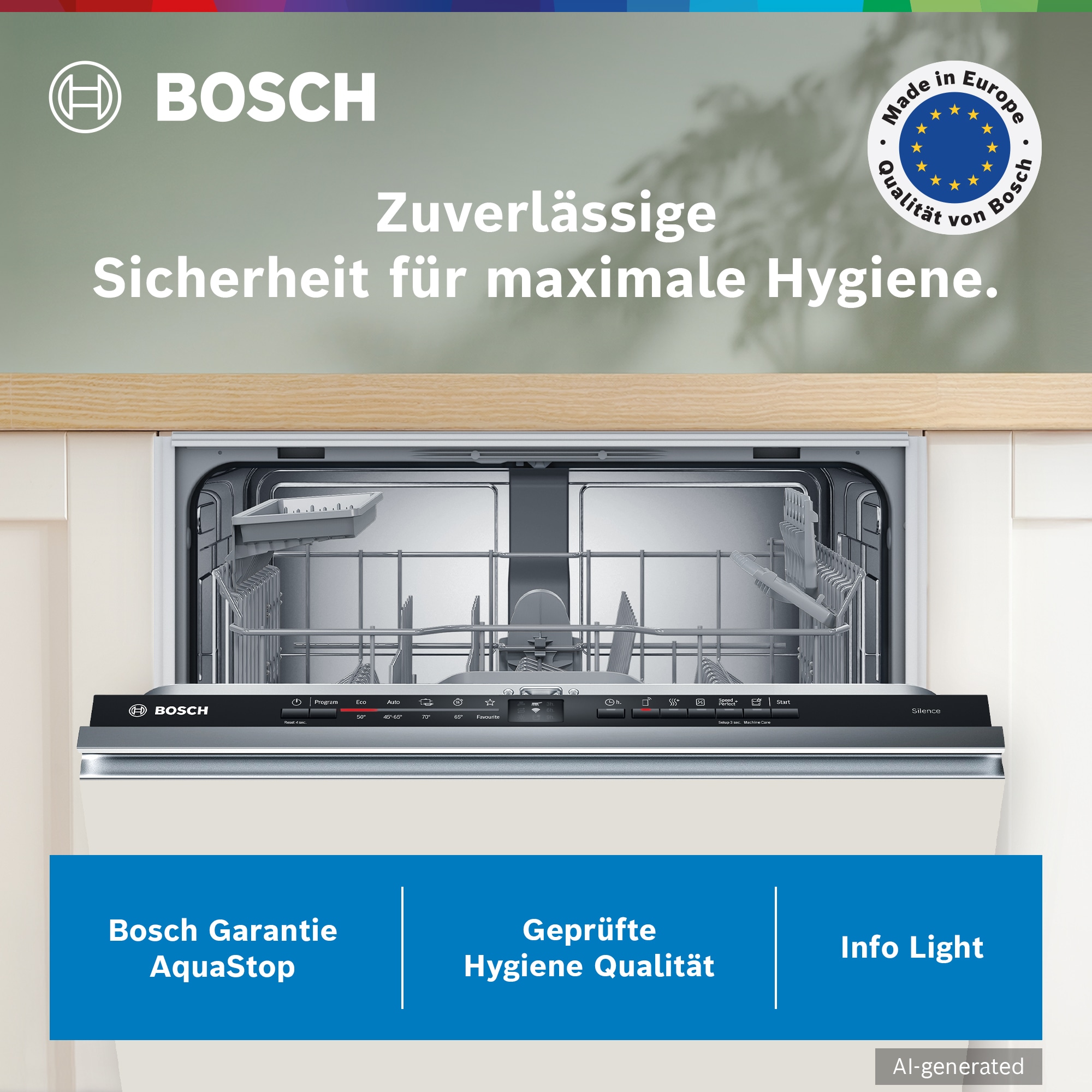 BOSCH vollintegrierbarer Geschirrspüler Serie 2 »SMV2HTX08E« 13 tlg. Maßgedecke Info Light - erlischt bei Beendigung des Spülvorgangs