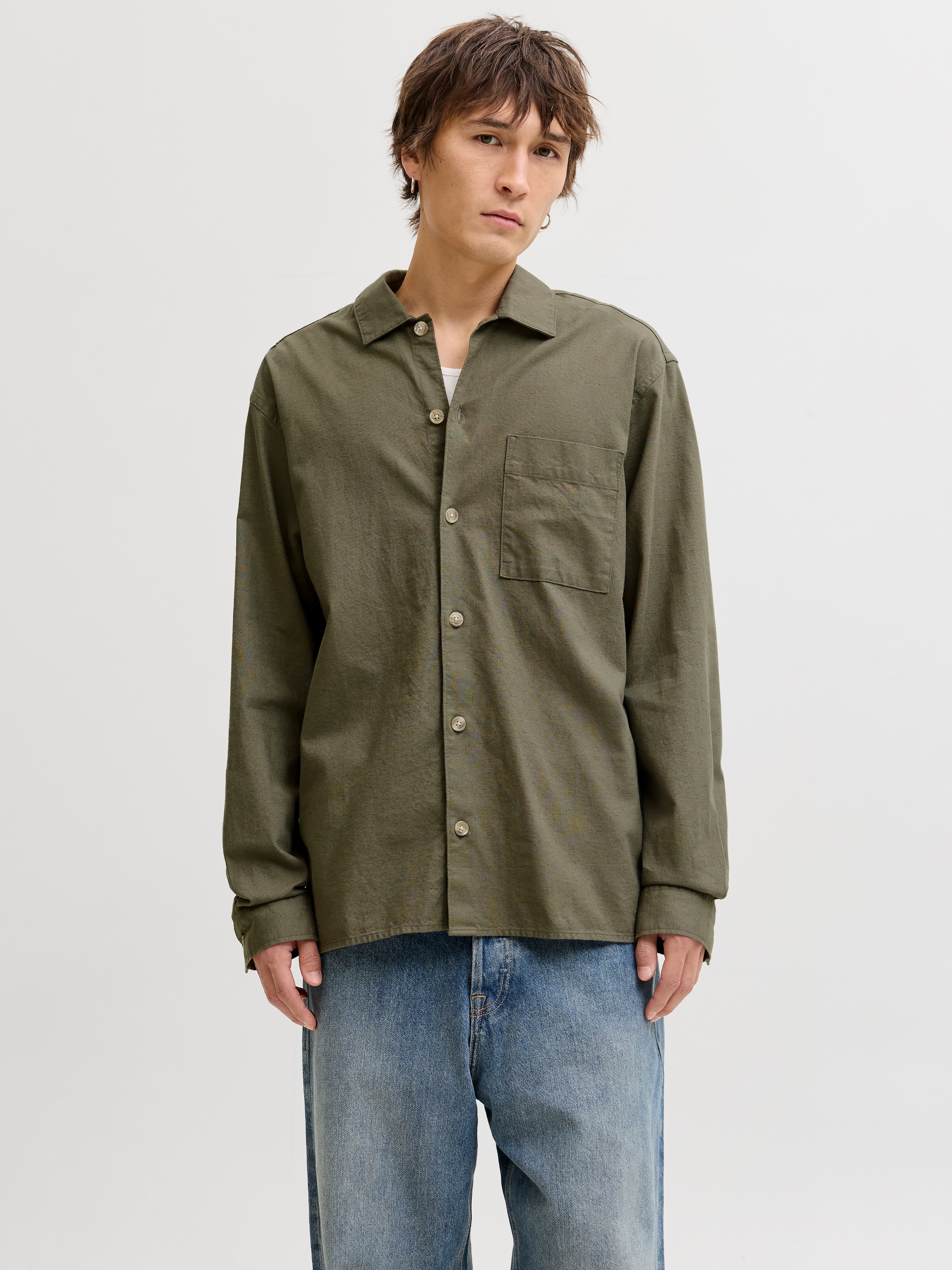 Jack & Jones Langarmhemd »JJETRISTAN OVERSHIRT LS SN« mit Knopfleiste