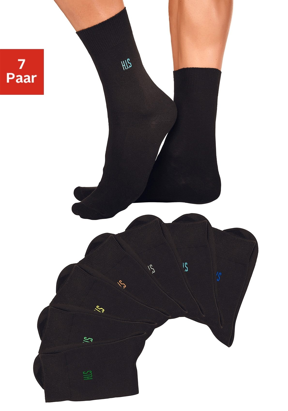 H.I.S Basicsocken, (7 Paar), mit Komfortbündchen