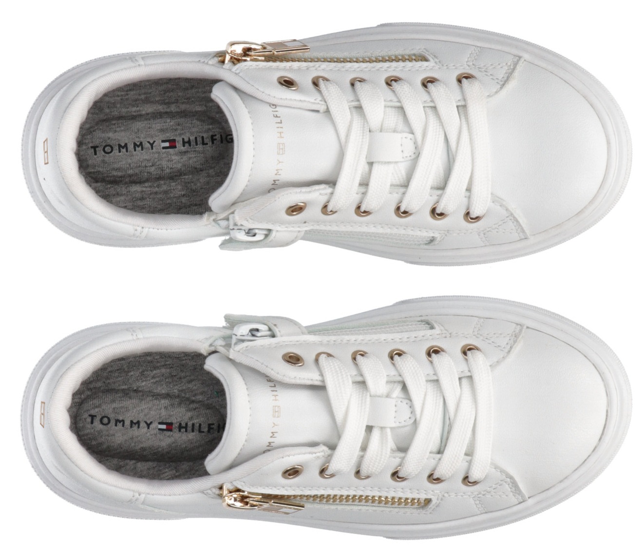 Tommy Hilfiger Sneaker »LOW CUT LACE-UP SNEAKER WHITE«, mit praktischem Außenreißverschluss
