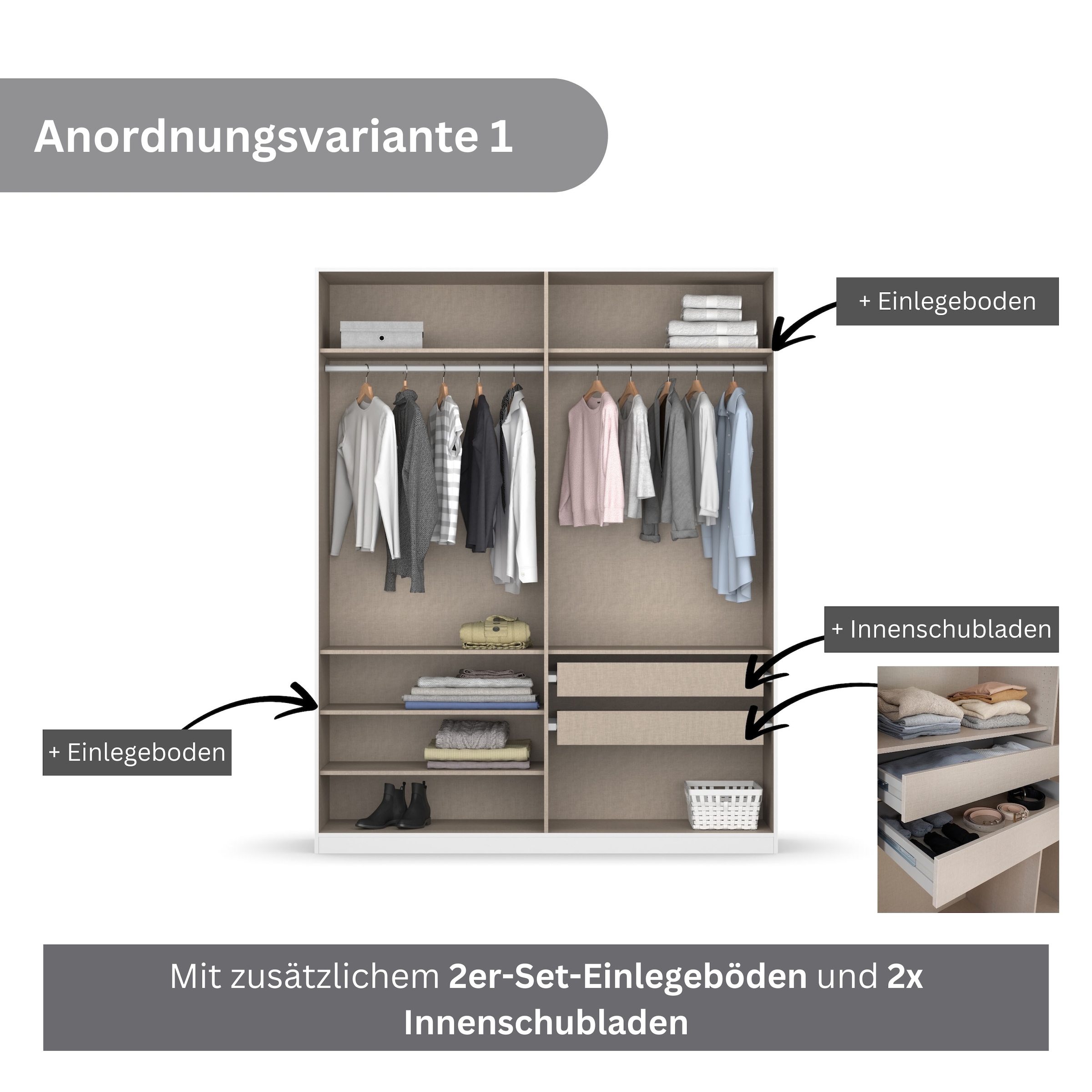 rauch Drehtürenschrank »Kleiderschrank Schrank Garderobe KOLUNA mit hochwertiger Glasfront«, inkl. 2 Innenschubladen sowie extra Einlegeböden MADE IN GERMANY
