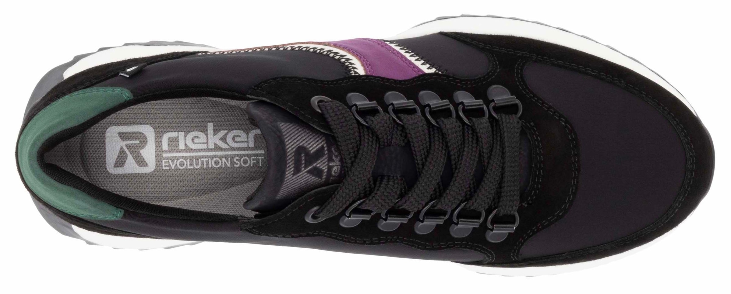 Rieker EVOLUTION Sneaker, Freizeitschuh, Halbschuh, Schnürschuh mit modischen Kontrastbesätzen