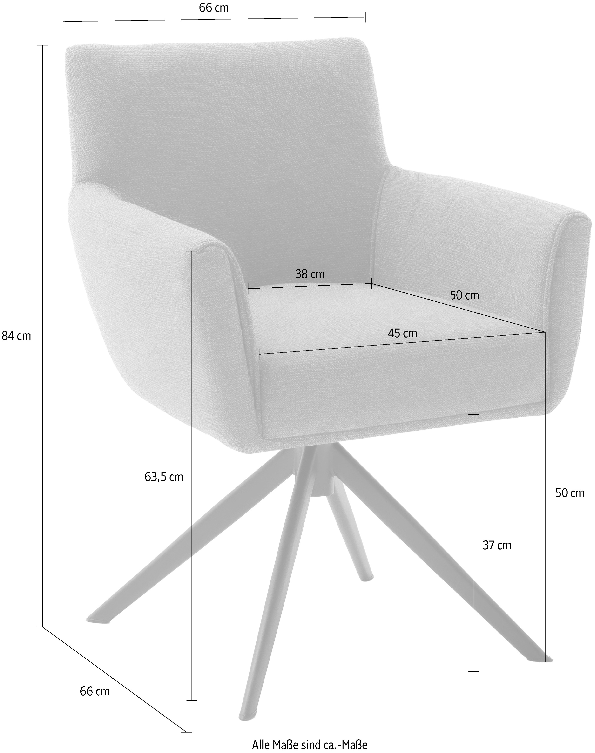 MCA furniture 4-Fußstuhl »WILSON Esszimmerstuhl, Armlehnstuhl, Polsterstuhl, modern«, (Set), 2 St., Leder, Stuhl, Armlehnenstuhl, drehbar, Taschenfederkern, belastbar 160 kg,XXL
