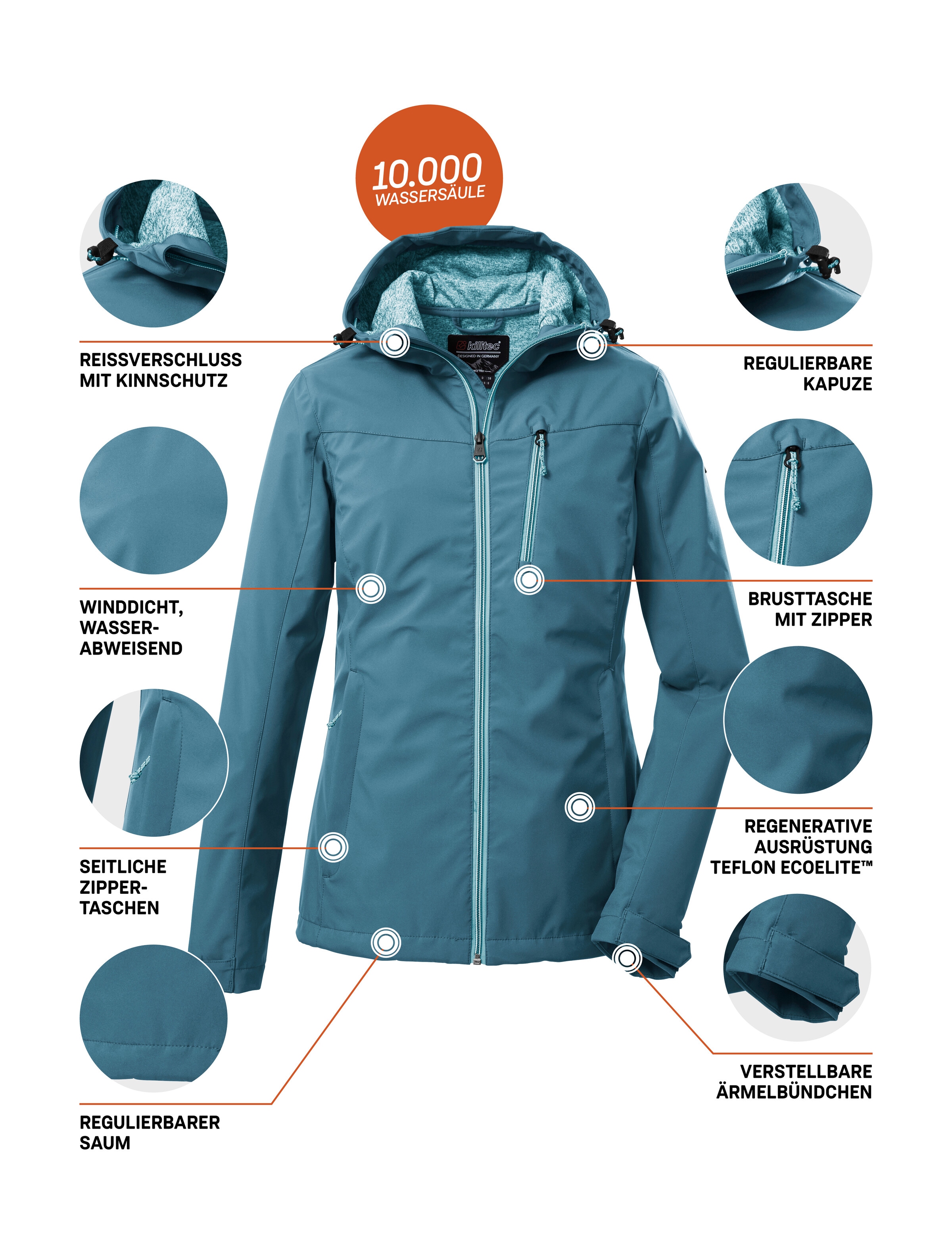 Killtec Softshelljacke »KOS 89 WMN SFTSHLL JCKT« Damen Softshelljacke: Wind-und wasserdicht, atmungsaktiv