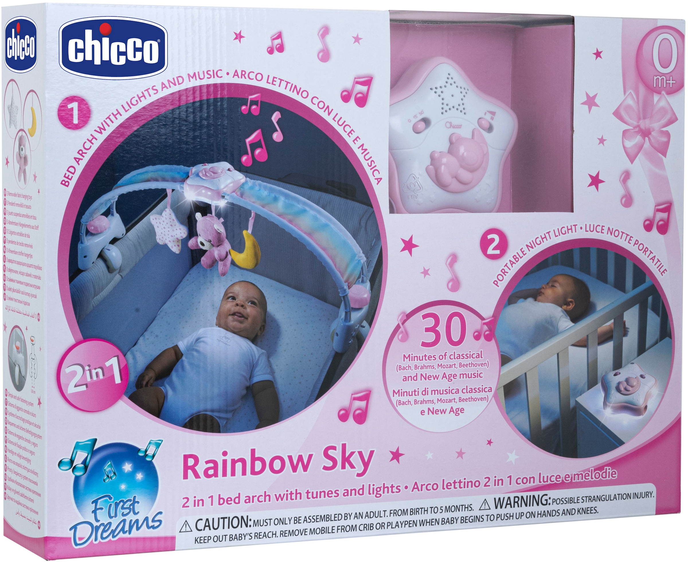 Chicco Spielbogen »Regenbogen-Spielbogen für Kinderbett 2 In 1«, mit Licht und Melodien, Pink