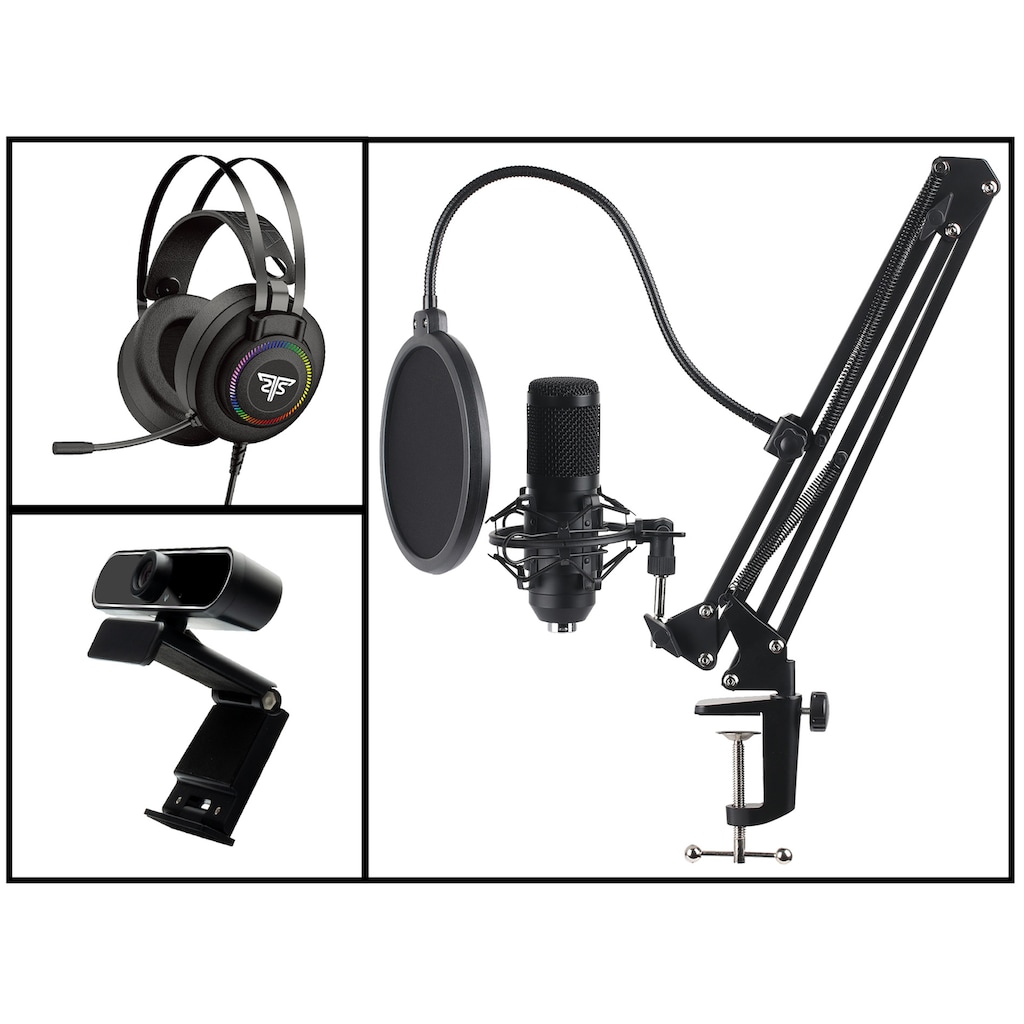 Hyrican Eingabegeräte-Set »Striker Streamer Startup Collection Headset + Studio Mikrofon + Webcam«