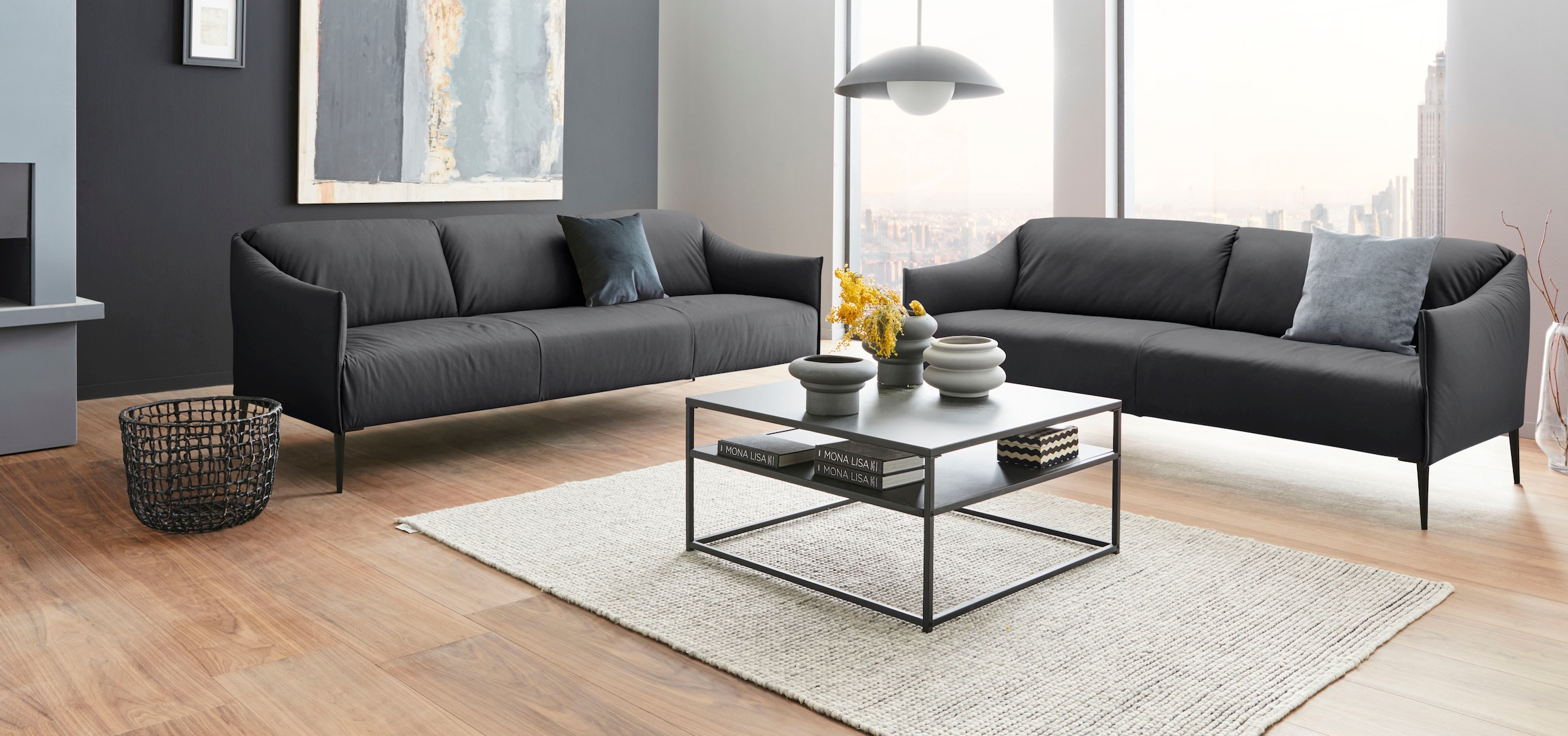W.SCHILLIG 2,5-Sitzer »sally Design-Sofa, Loungesofa, bequem, schmale Armlehnen, Breite 194cm« mit Metallfüßen in Schwarz pulverbeschichtet, Breite 194 cm