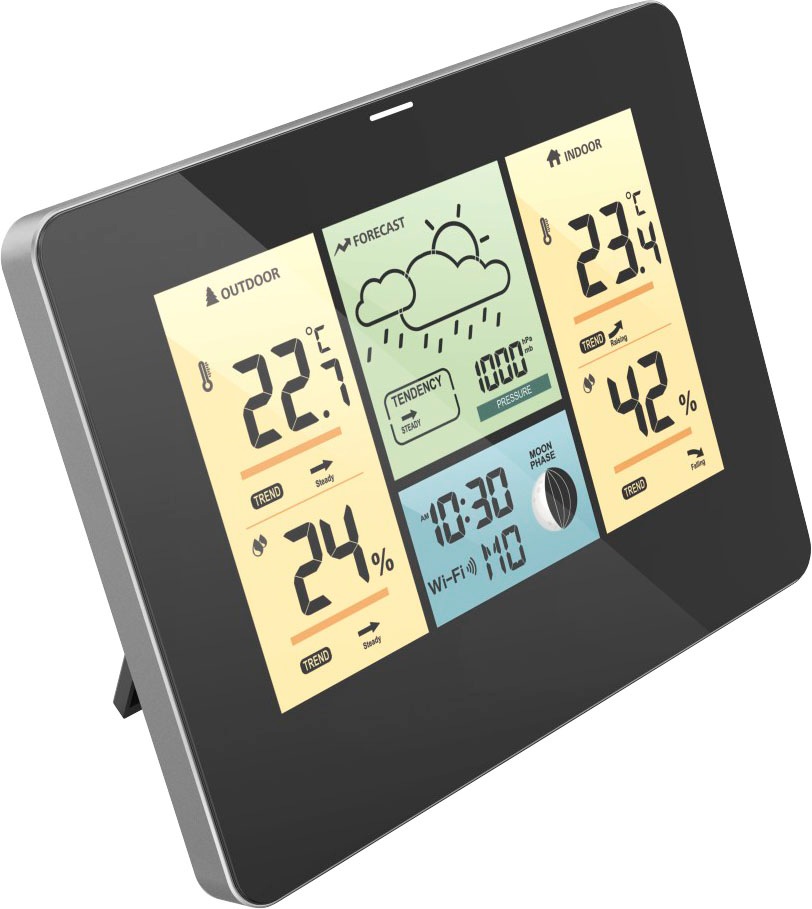 bestellen Außensensor, Hama WLAN, App«, Farbdisplay Thermometer/Hygrometer Barometer, App, online OTTO »WLAN Thermometer/Hygrometer bei mit Wetterstation Außensensor, Barometer,