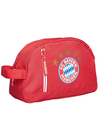 Kulturbeutel »FC Bayern München 5 Sterne Logo rot«, Aus recyceltem PET Material