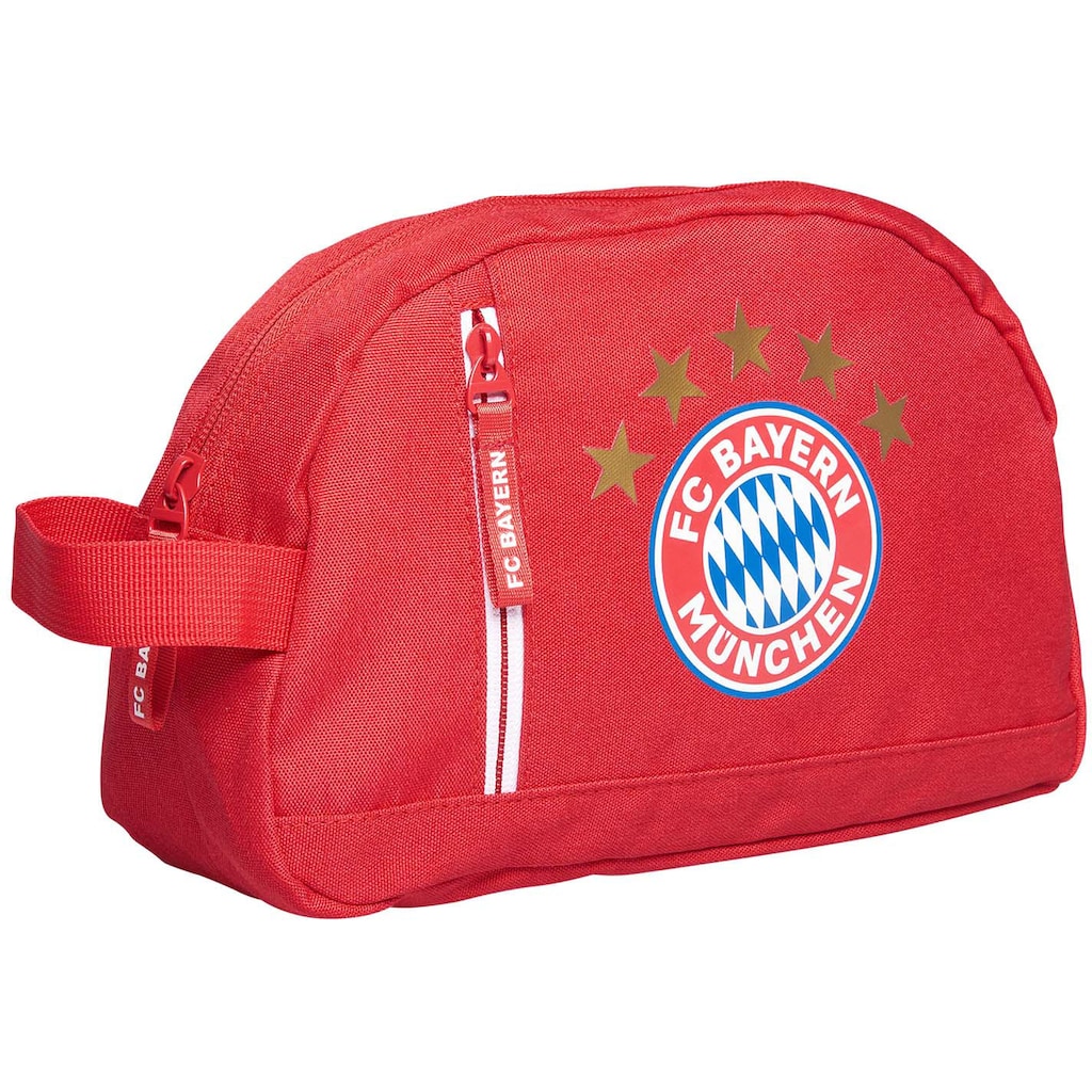 FC Bayern Kulturbeutel »FC Bayern München 5 Sterne Logo rot«, Aus recyceltem PET Material