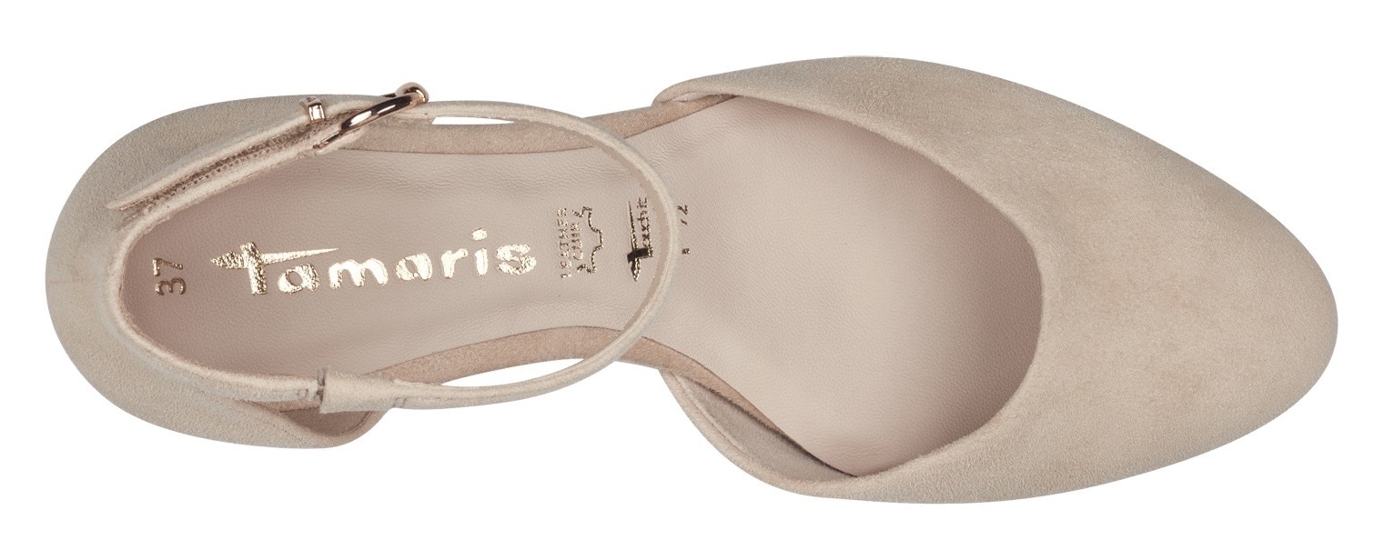 Tamaris Spangenpumps, Blockabsatz, gelenkoffener Abendschuh mit Fesselriemchen