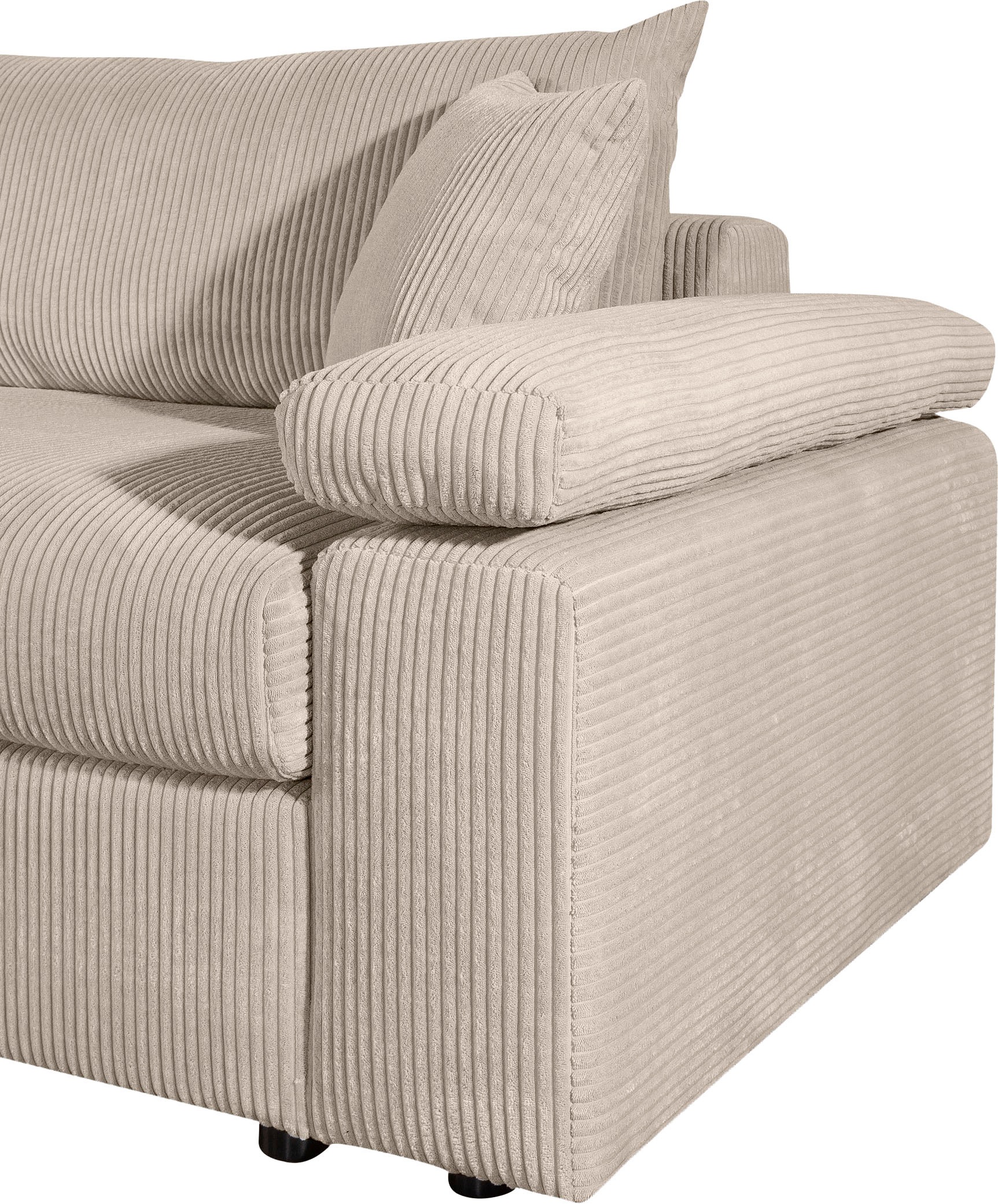 OTTO home Ecksofa »Cosy L-Form, B: 234 cm, Sitzaufbau im Sandwich-Federkern« 2 Zierkissen, Mega-Sofa, Cord oder Struktur weich, Kaltschaumauflage
