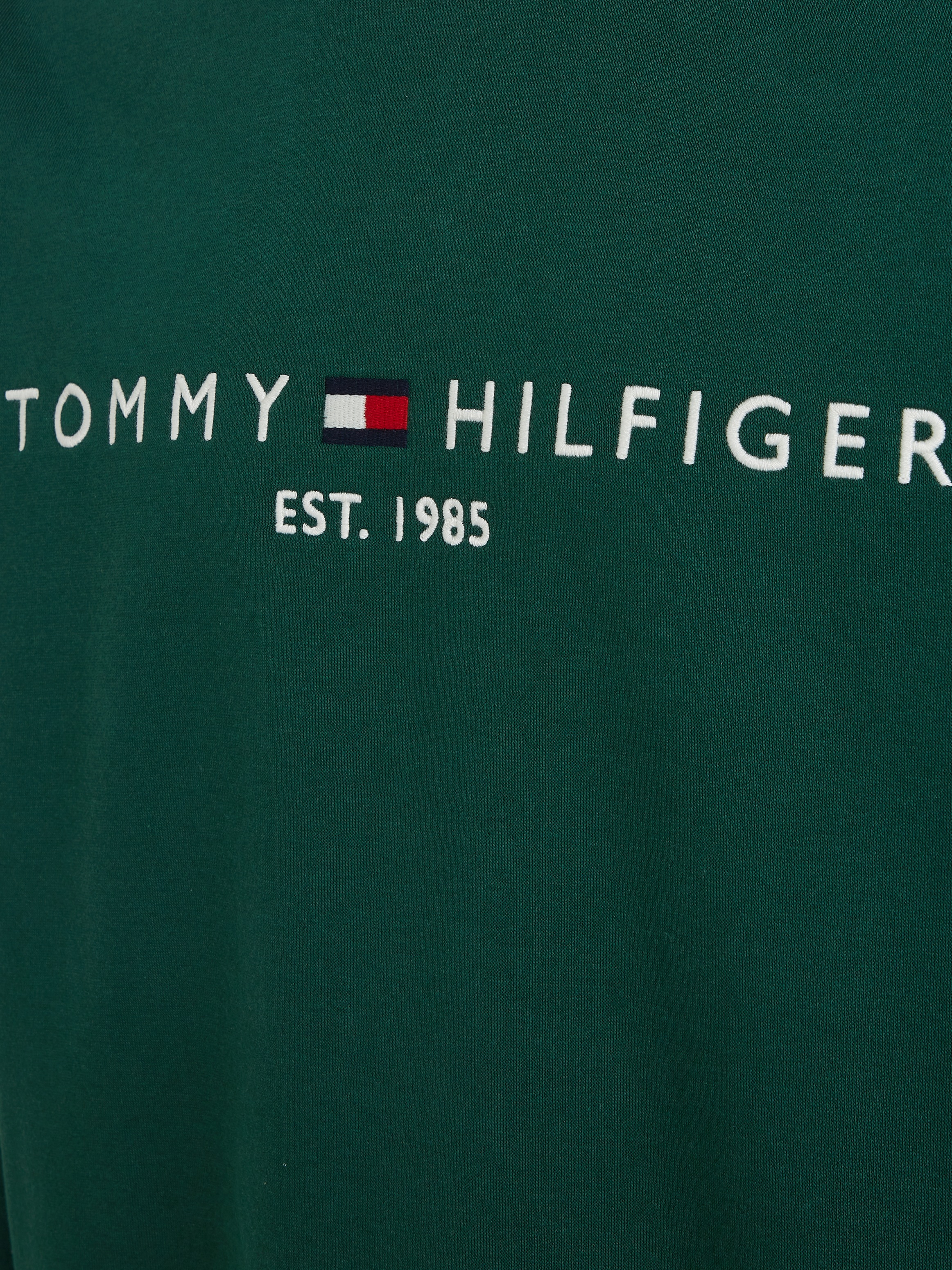 Tommy Hilfiger Sweatshirt »TOMMY LOGO SWEATSHIRT mit Rundhals und Stickerei«, unifarben, casual, regular fit, Baumwollmix, Rundhals