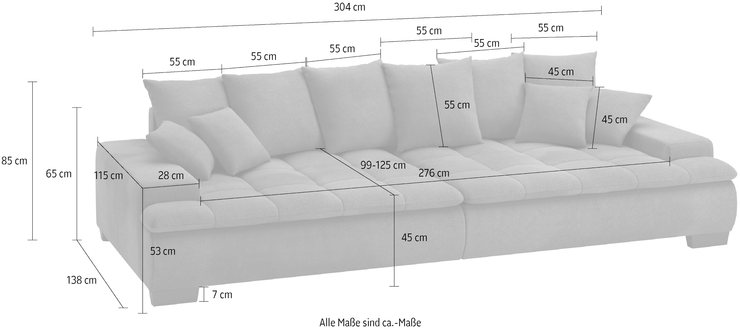 Mr. Couch Big-Sofa »Haiti II«, Wahlweise mit Kaltschaum - bis 140 kg belastbar