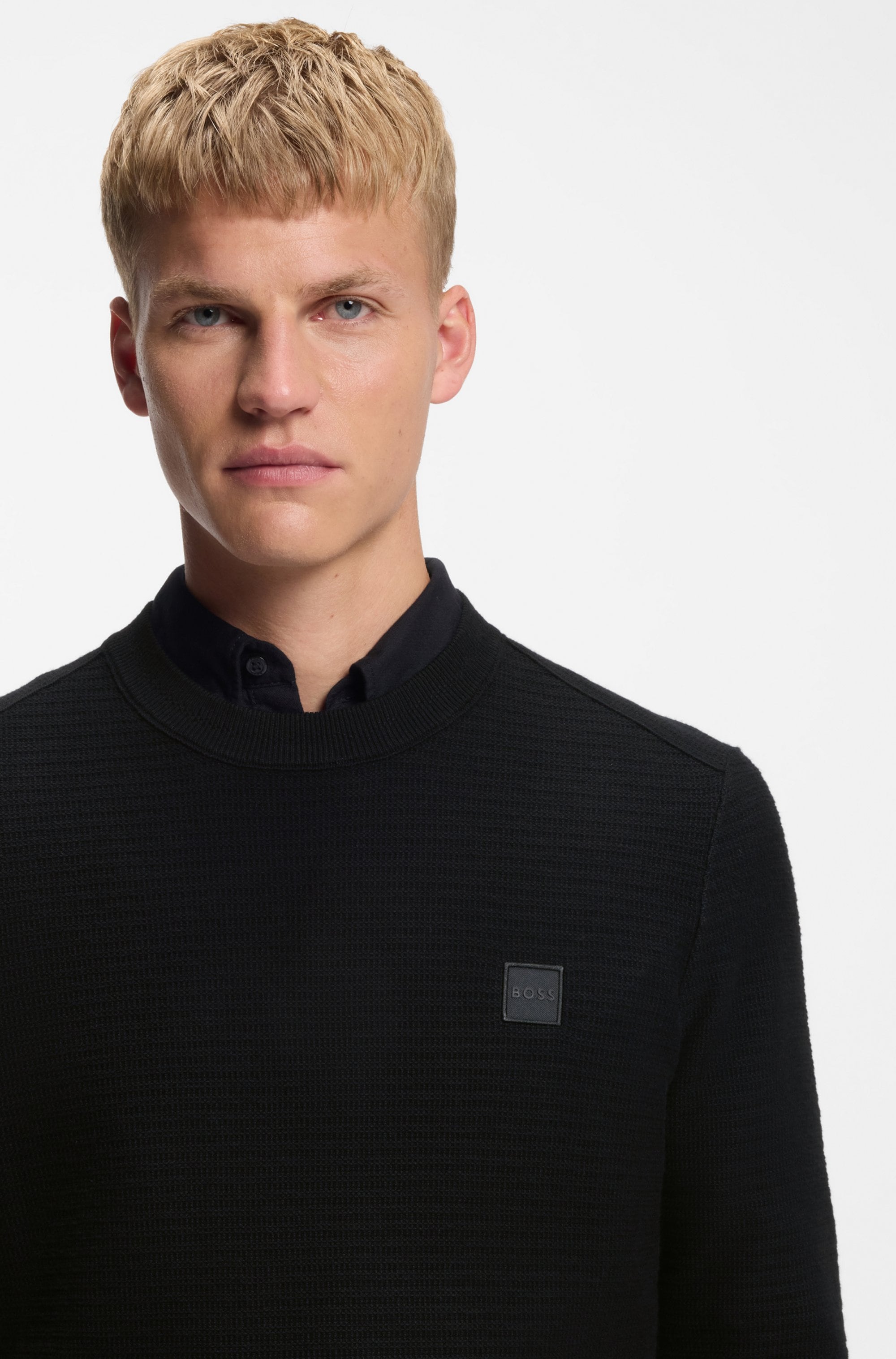 BOSS ORANGE Strickpullover »Anion« Rundhalsausschnitt, Regular Fit, BOSS-Label