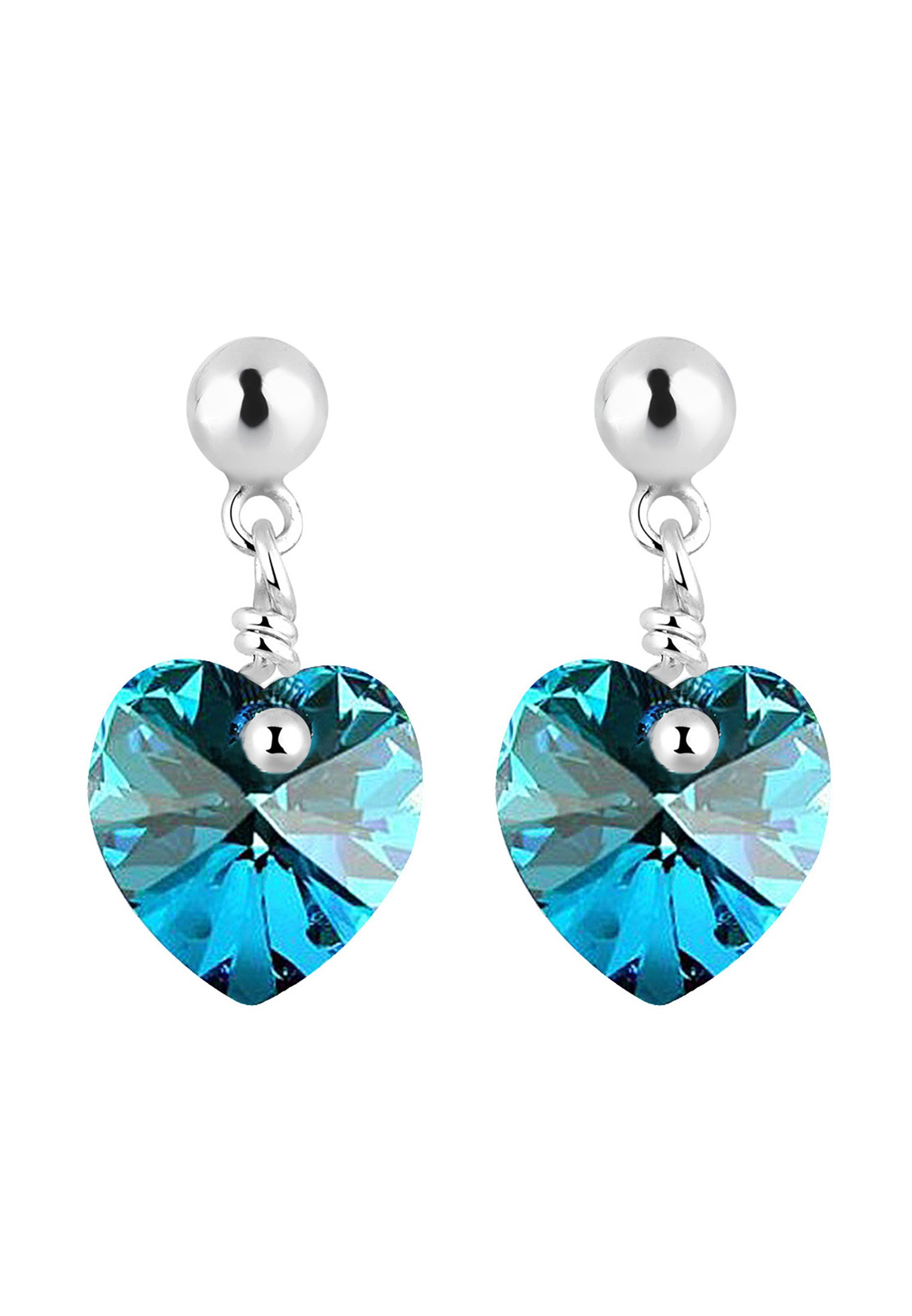 Elli Paar Ohrhänger »Ohrringe Blue Hearts Crystals 925 Sterling Silver«
